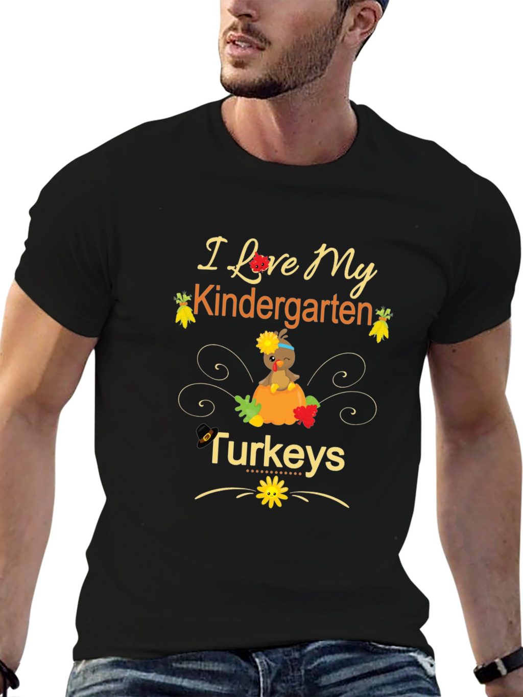 I Love My Kindergarten Turkeys Teacher T-Shirt