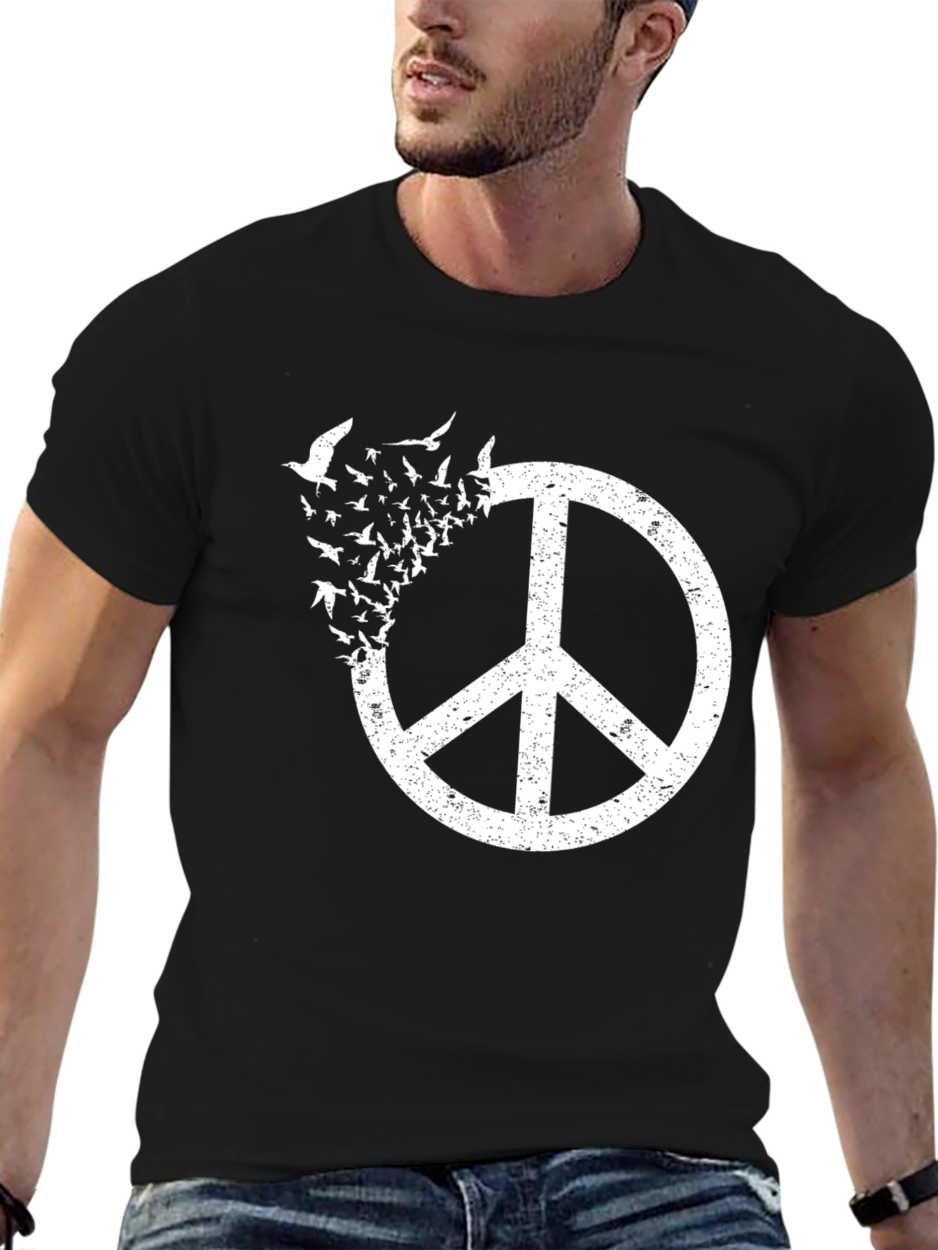 Peace Sign Bird T-Shirt - Black