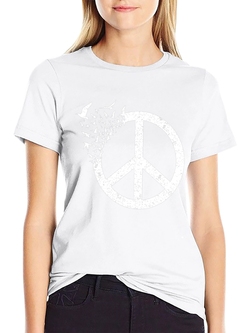 Peace Sign Bird T-Shirt - Black