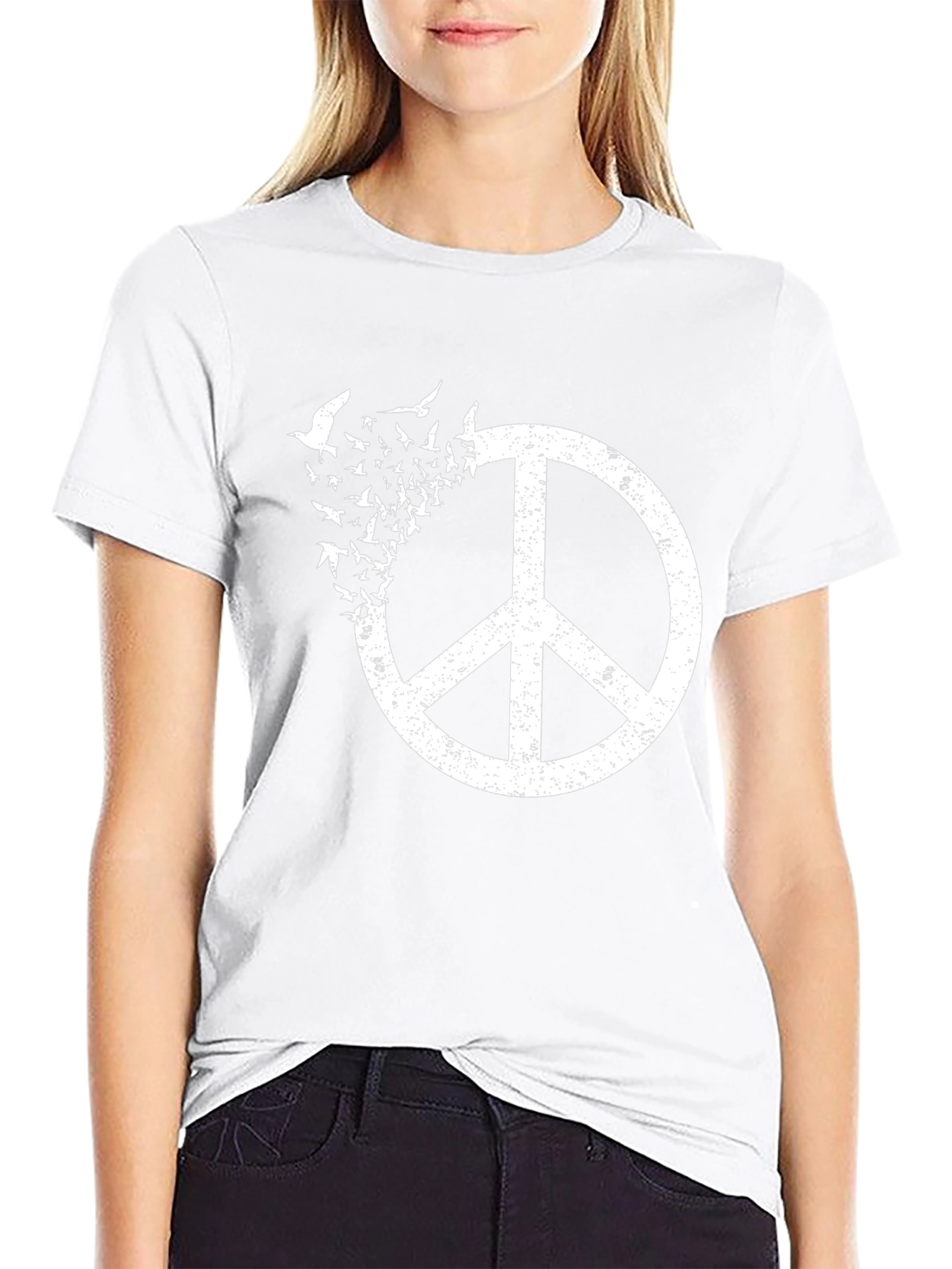 Peace Sign Bird T-Shirt - Black