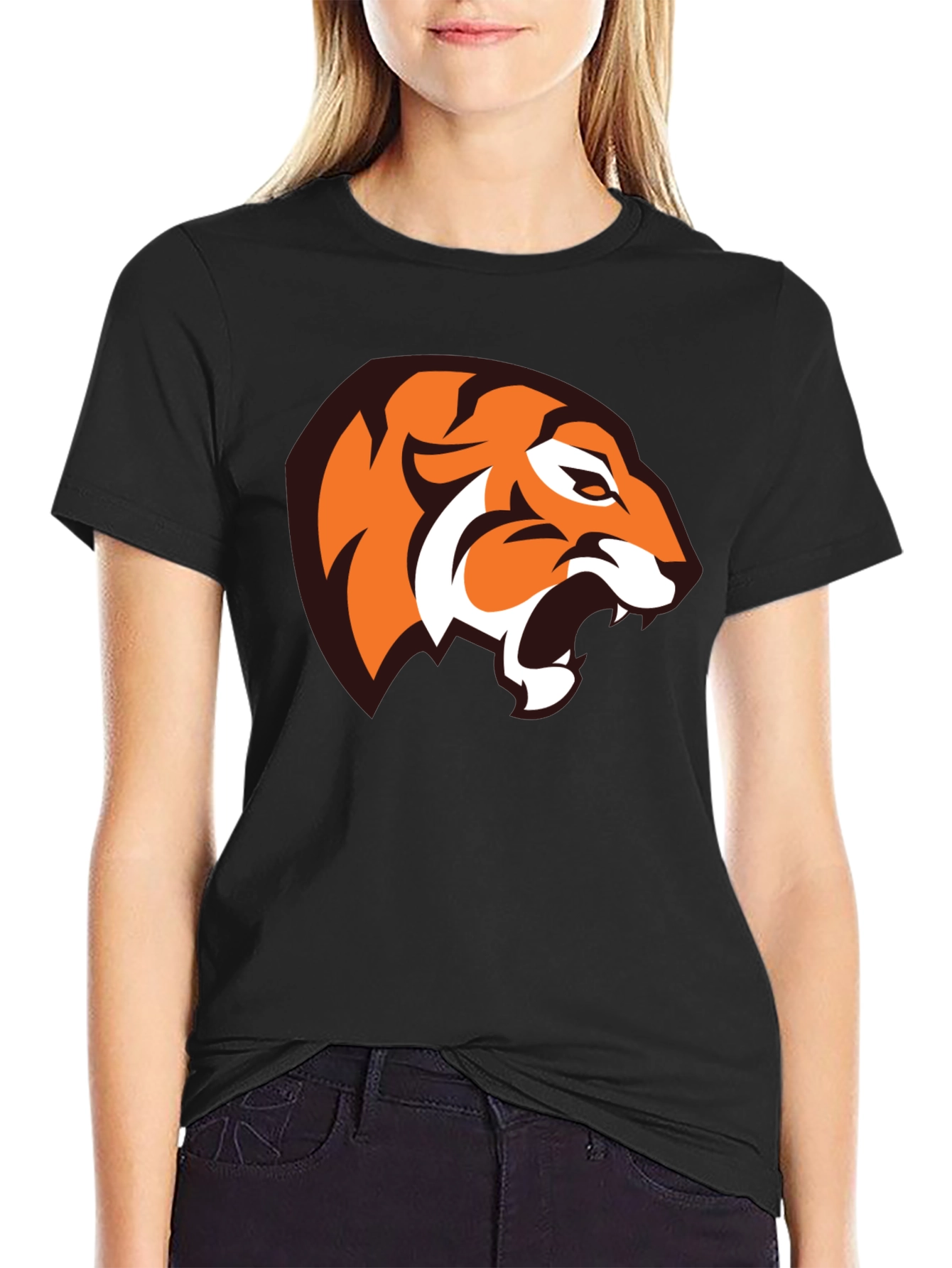 Bold Tiger Graphic Tee - Black Cotton Blend