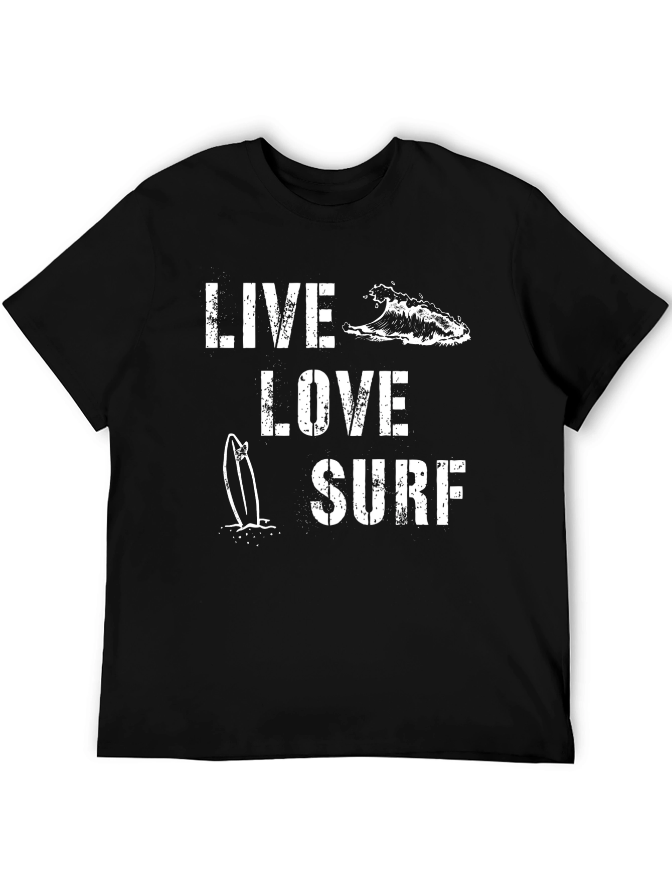 Live Love Surf Graphic Tee - Black Cotton T-Shirt