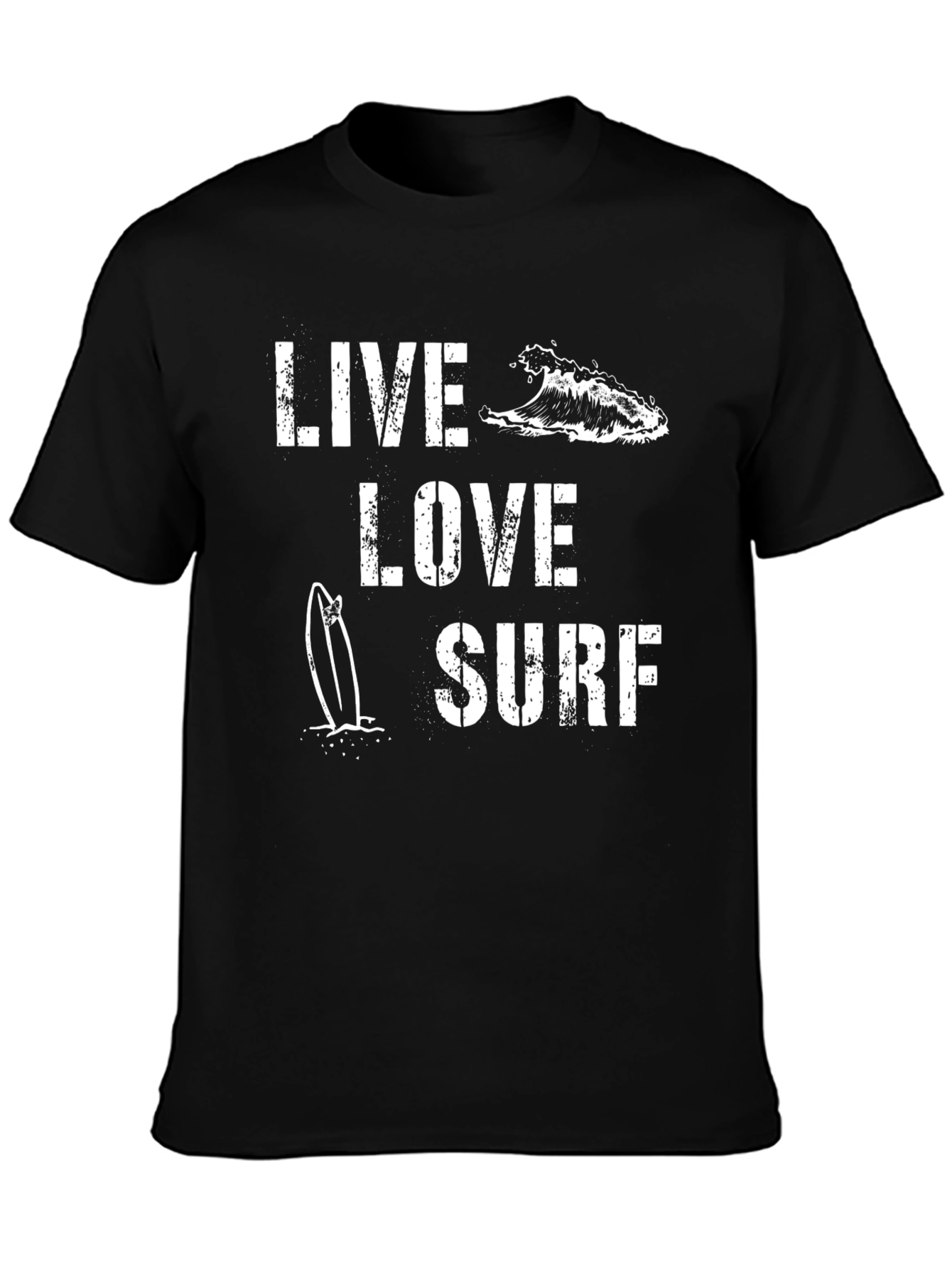 Live Love Surf Graphic Tee - Black Cotton T-Shirt