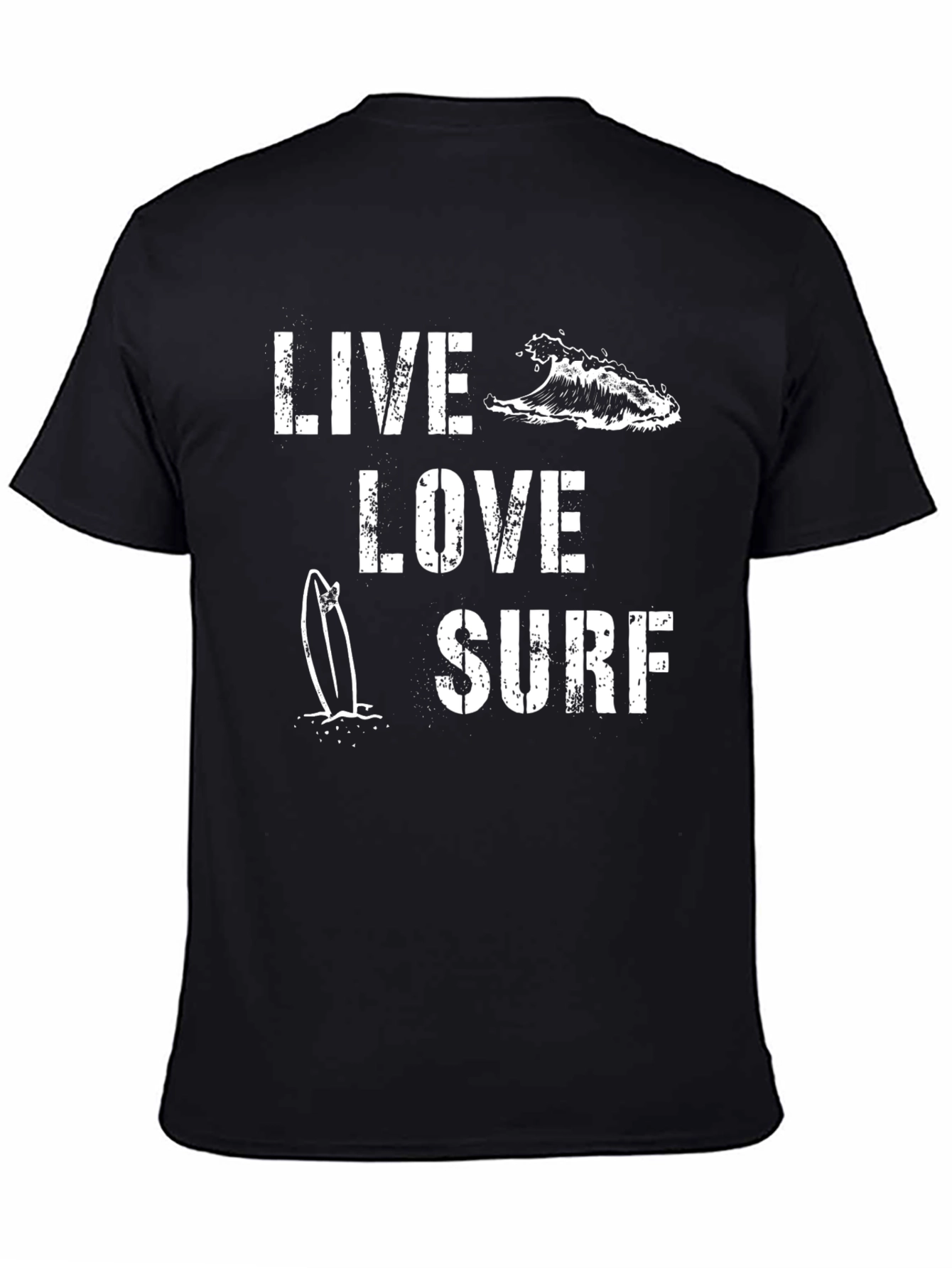 Live Love Surf Graphic Tee - Black Cotton T-Shirt