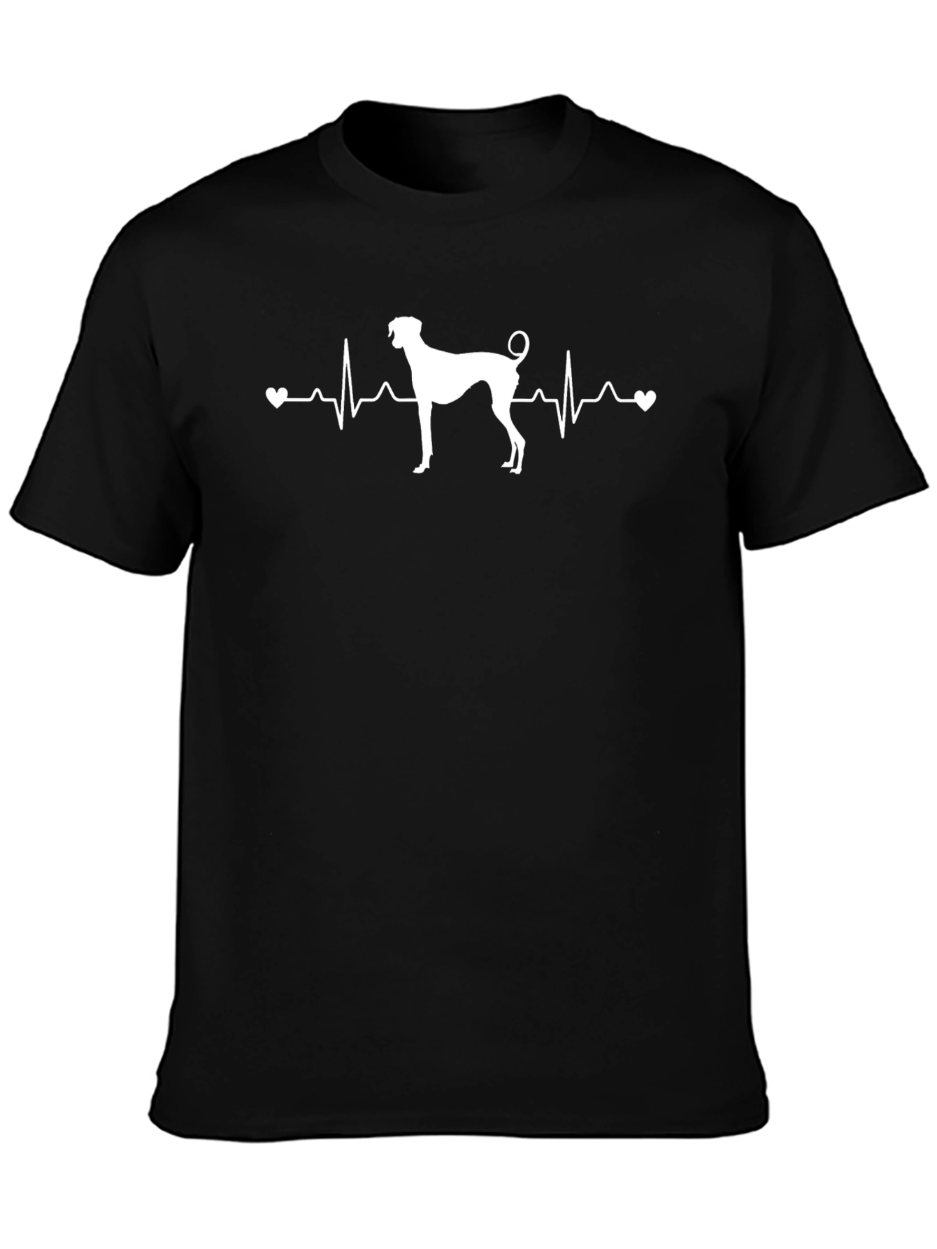 Dog Heartbeat Graphic Tee - Black Cotton T-Shirt