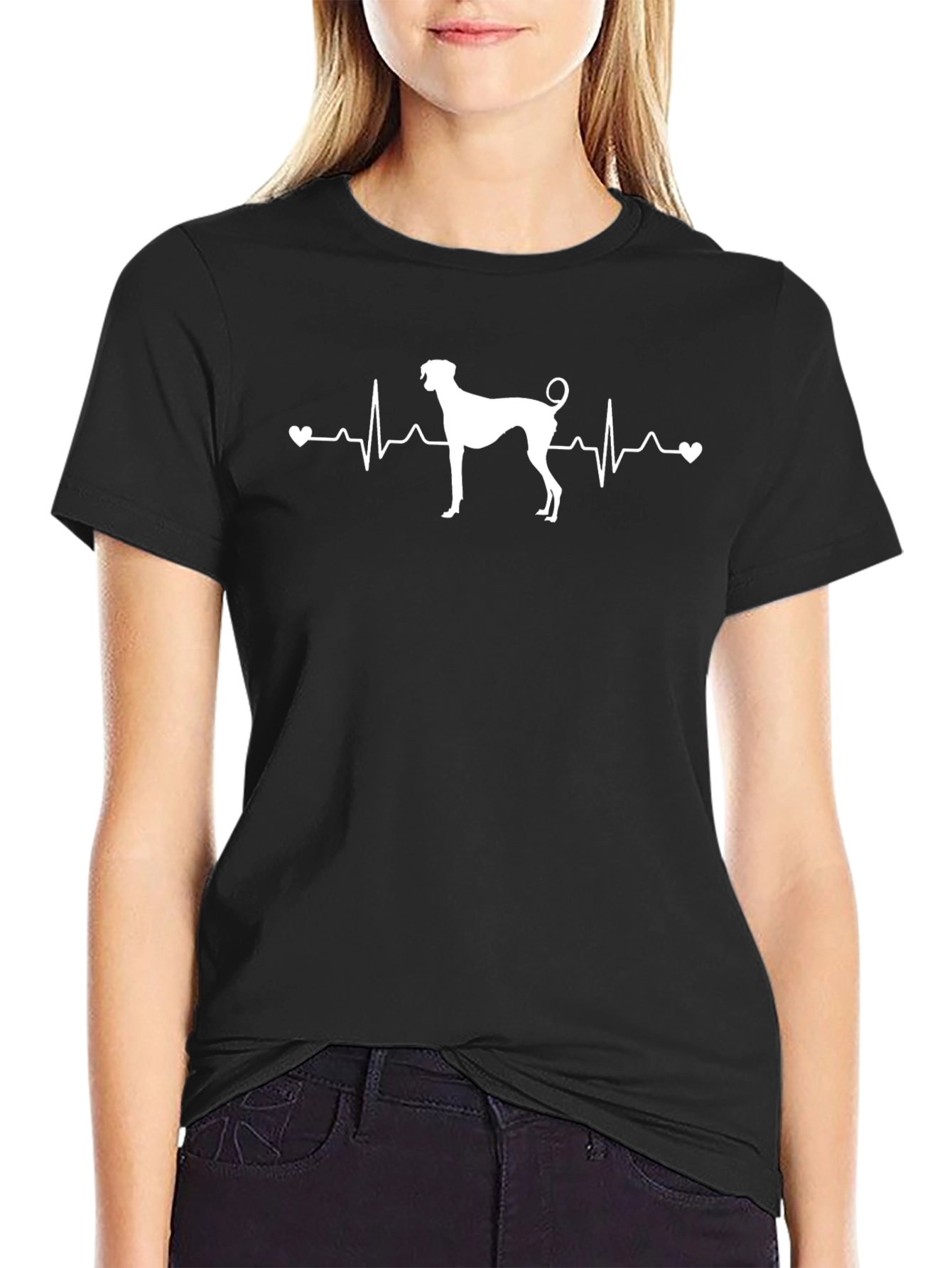 Dog Heartbeat Graphic Tee - Black Cotton T-Shirt