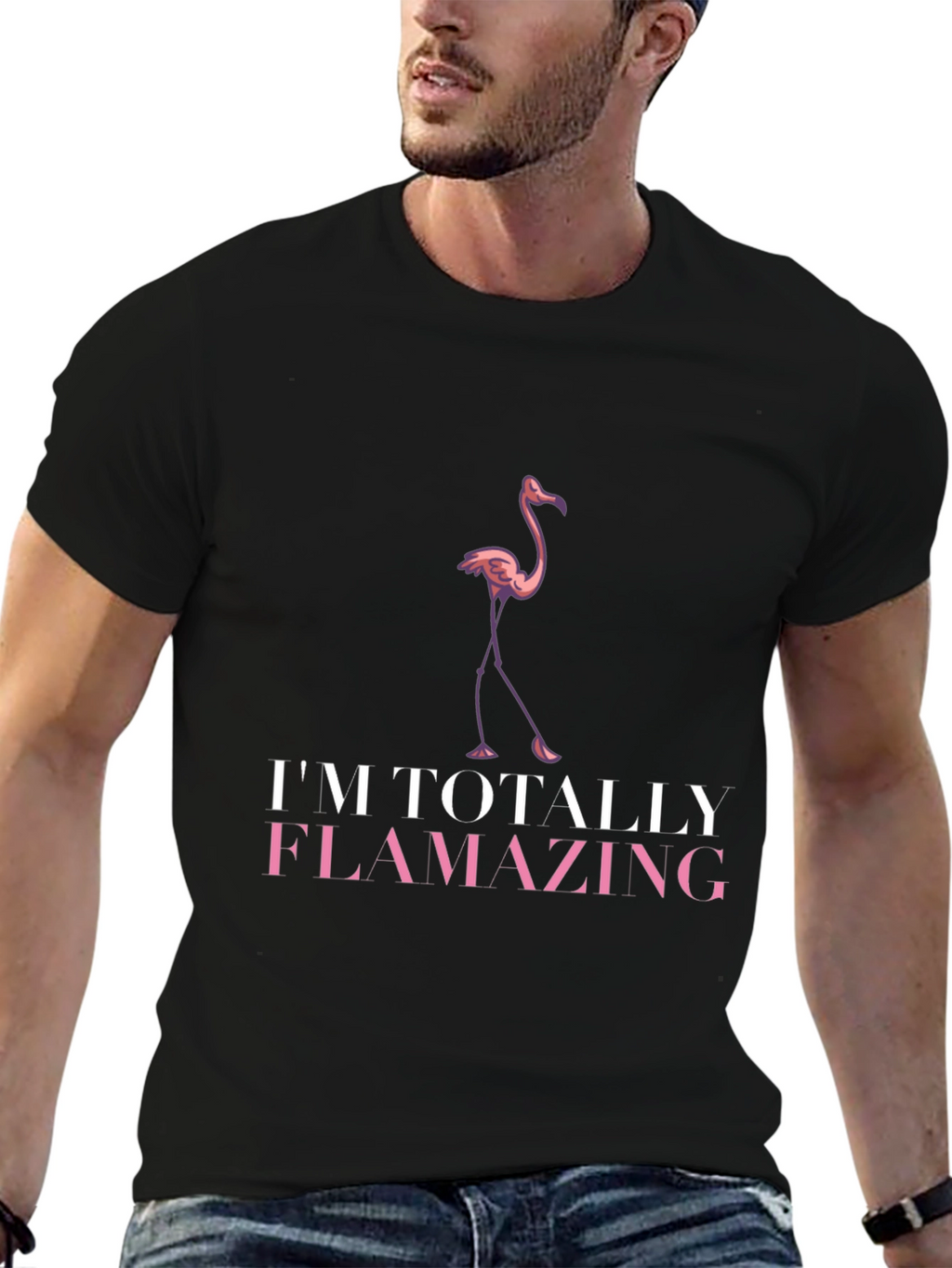 Flamazing Flamingo Graphic T-Shirt - Black
