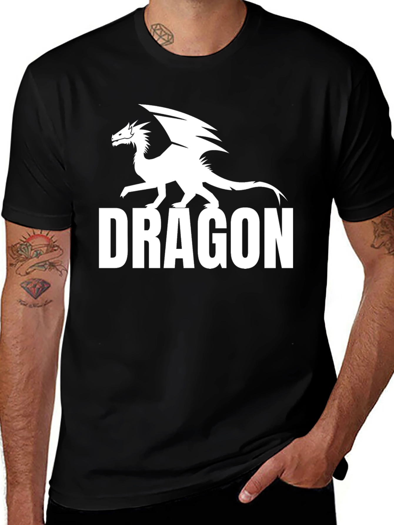 Dragon Graphic Tee - Black Cotton Comfort