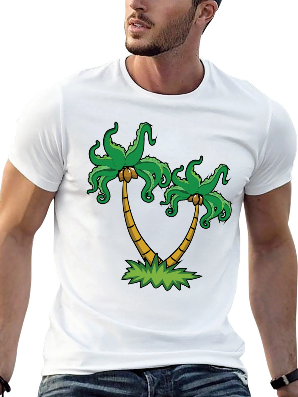 Palm Tree Octopus Graphic Tee