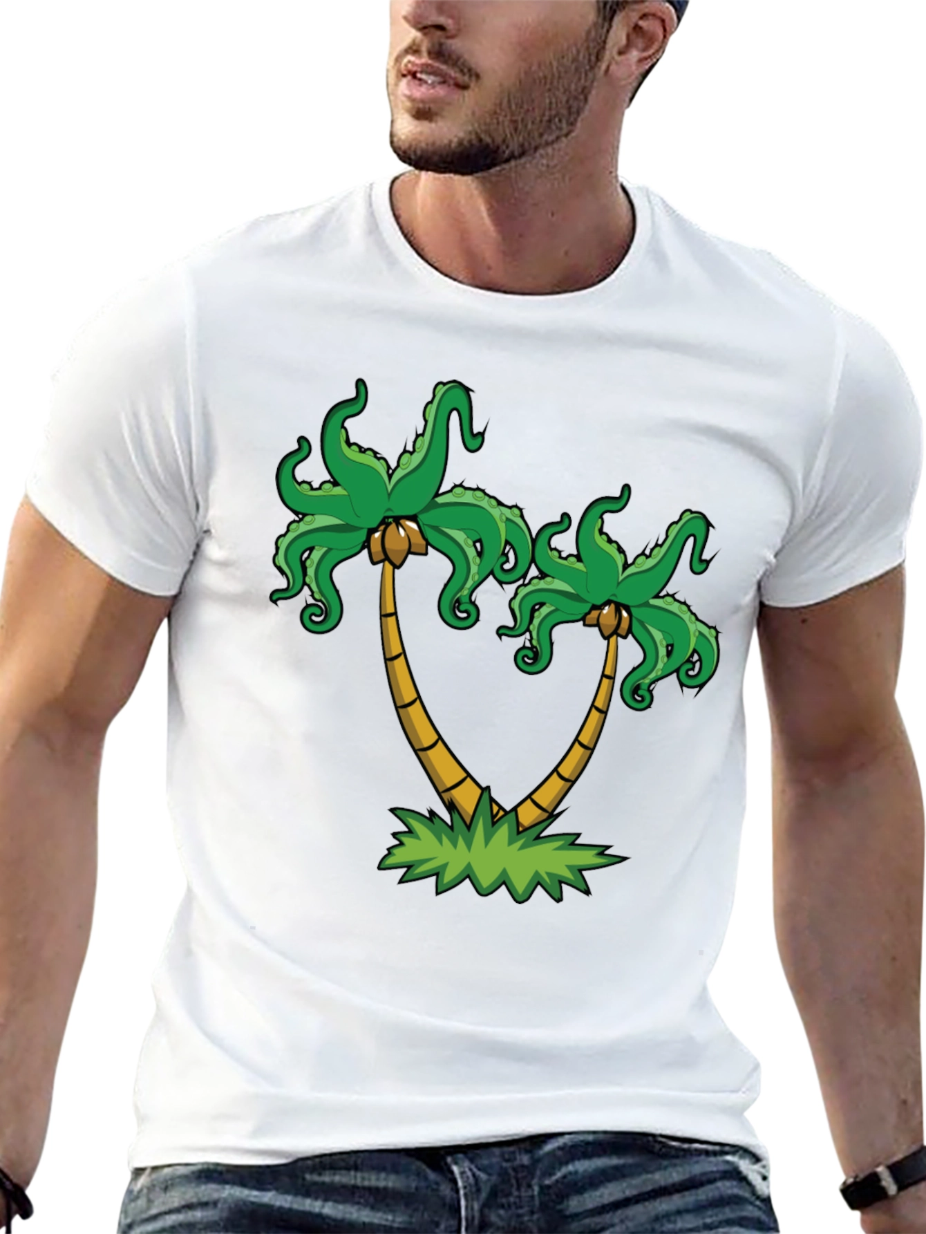 Palm Tree Octopus Graphic Tee