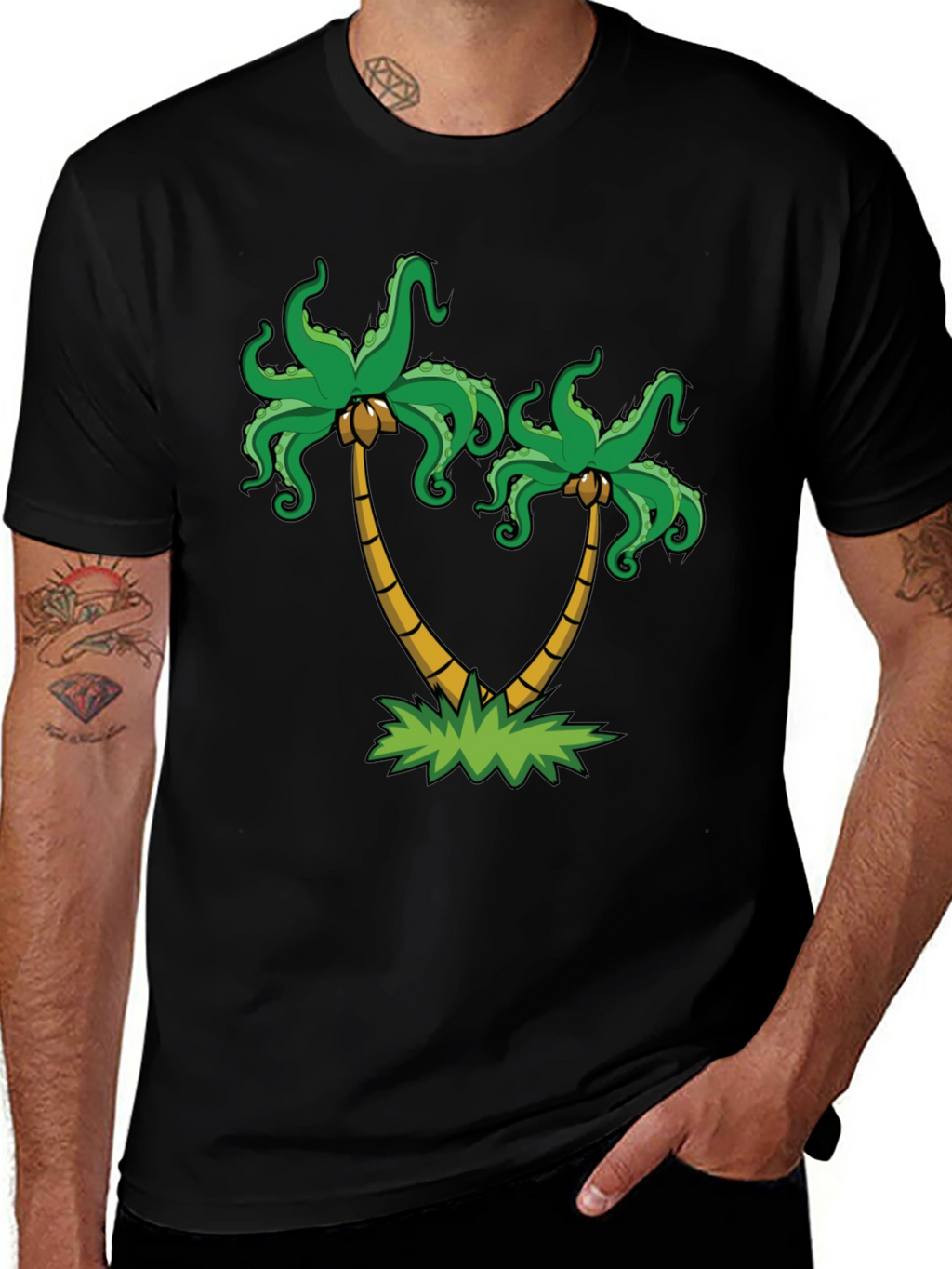 Palm Tree Octopus Graphic Tee