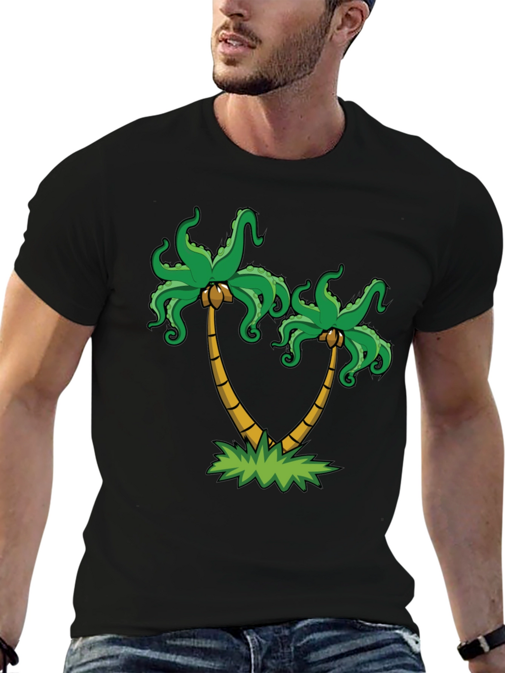 Palm Tree Octopus Graphic Tee