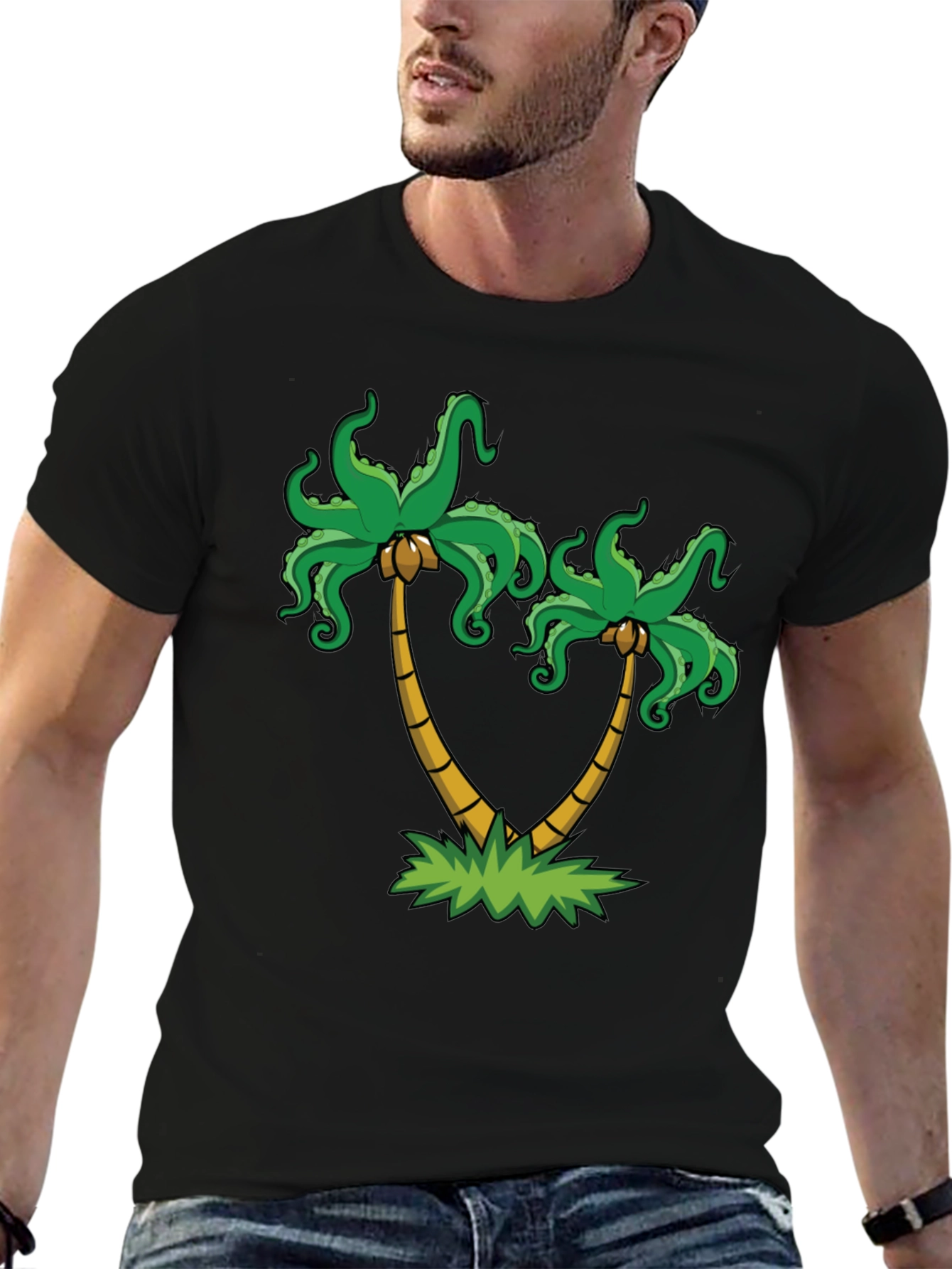 Palm Tree Octopus Graphic Tee