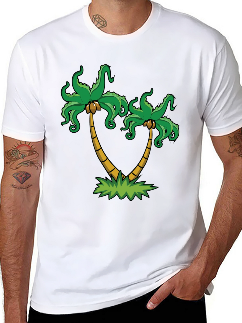 Palm Tree Octopus Graphic Tee
