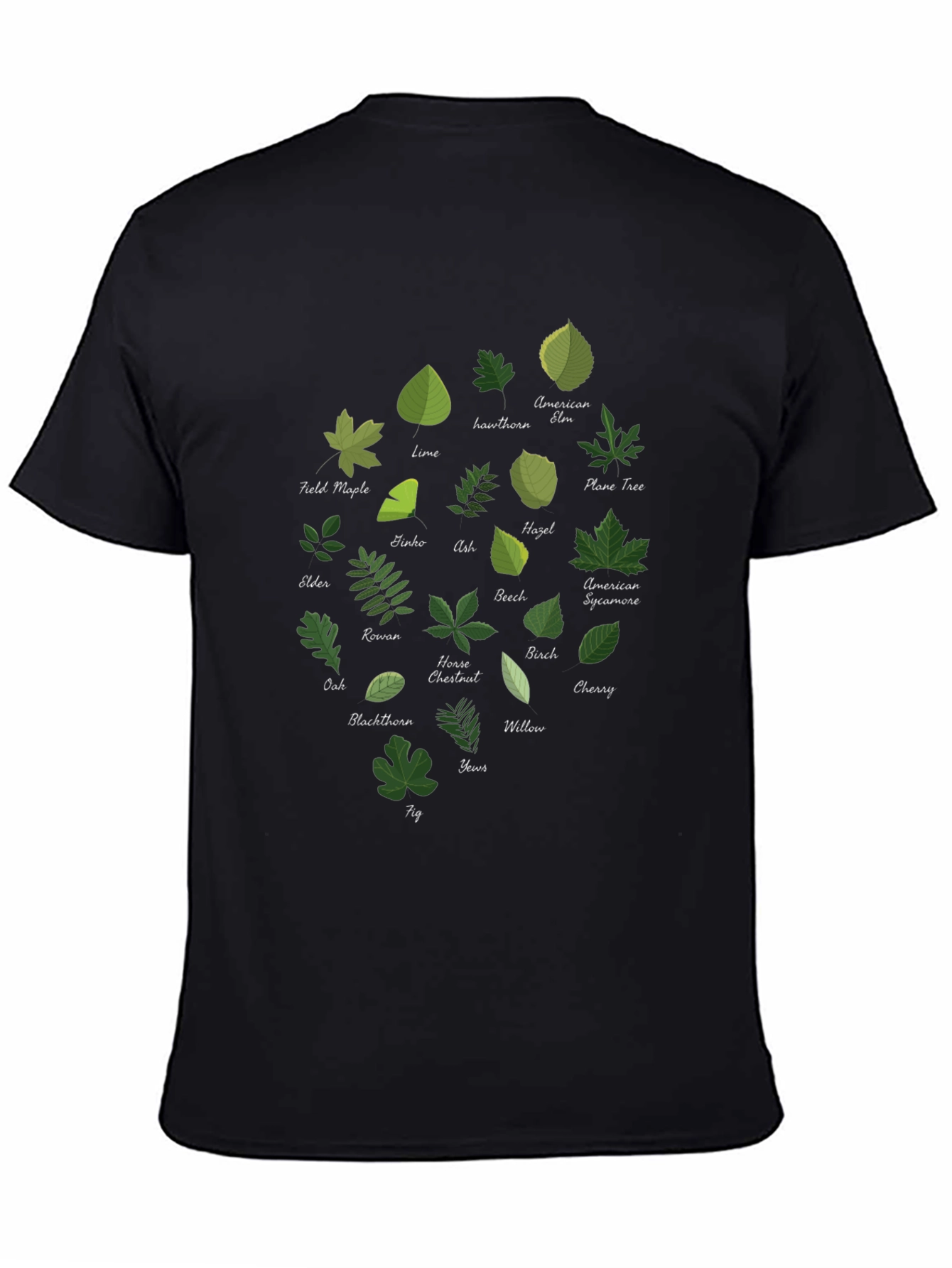 Botanical Leaf Variety Black T-Shirt