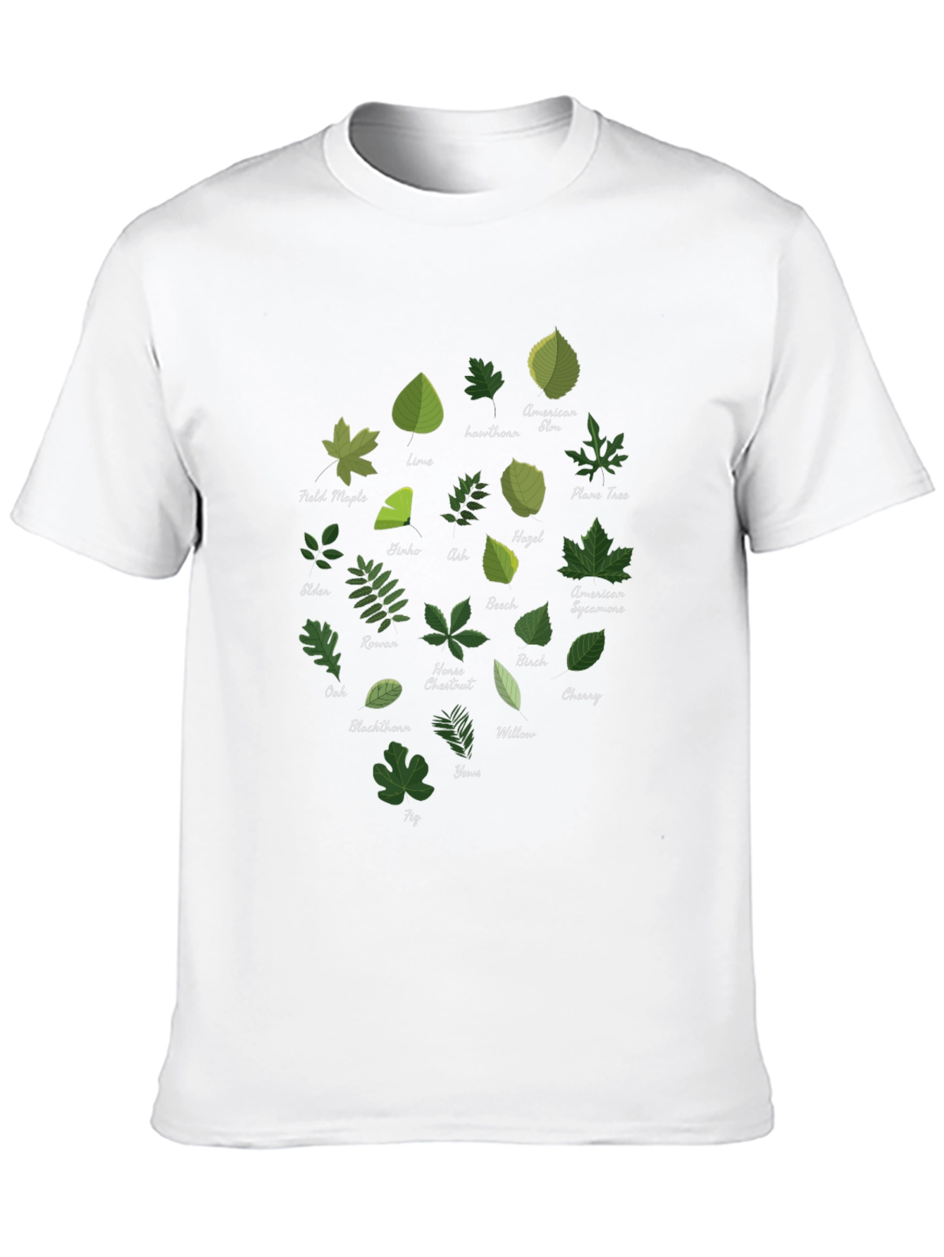 Botanical Leaf Variety Black T-Shirt