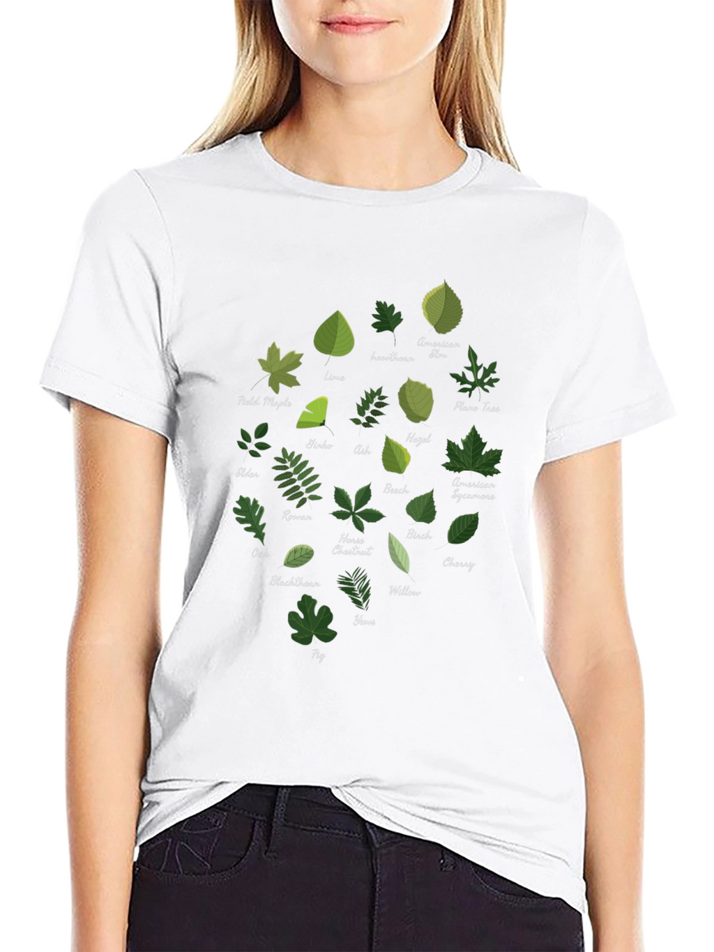 Botanical Leaf Variety Black T-Shirt
