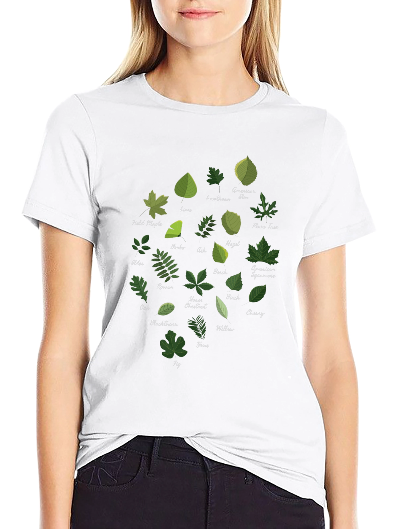 Botanical Leaf Variety Black T-Shirt
