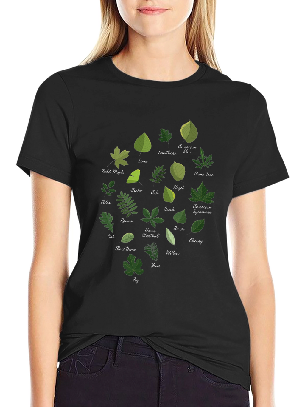 Botanical Leaf Variety Black T-Shirt