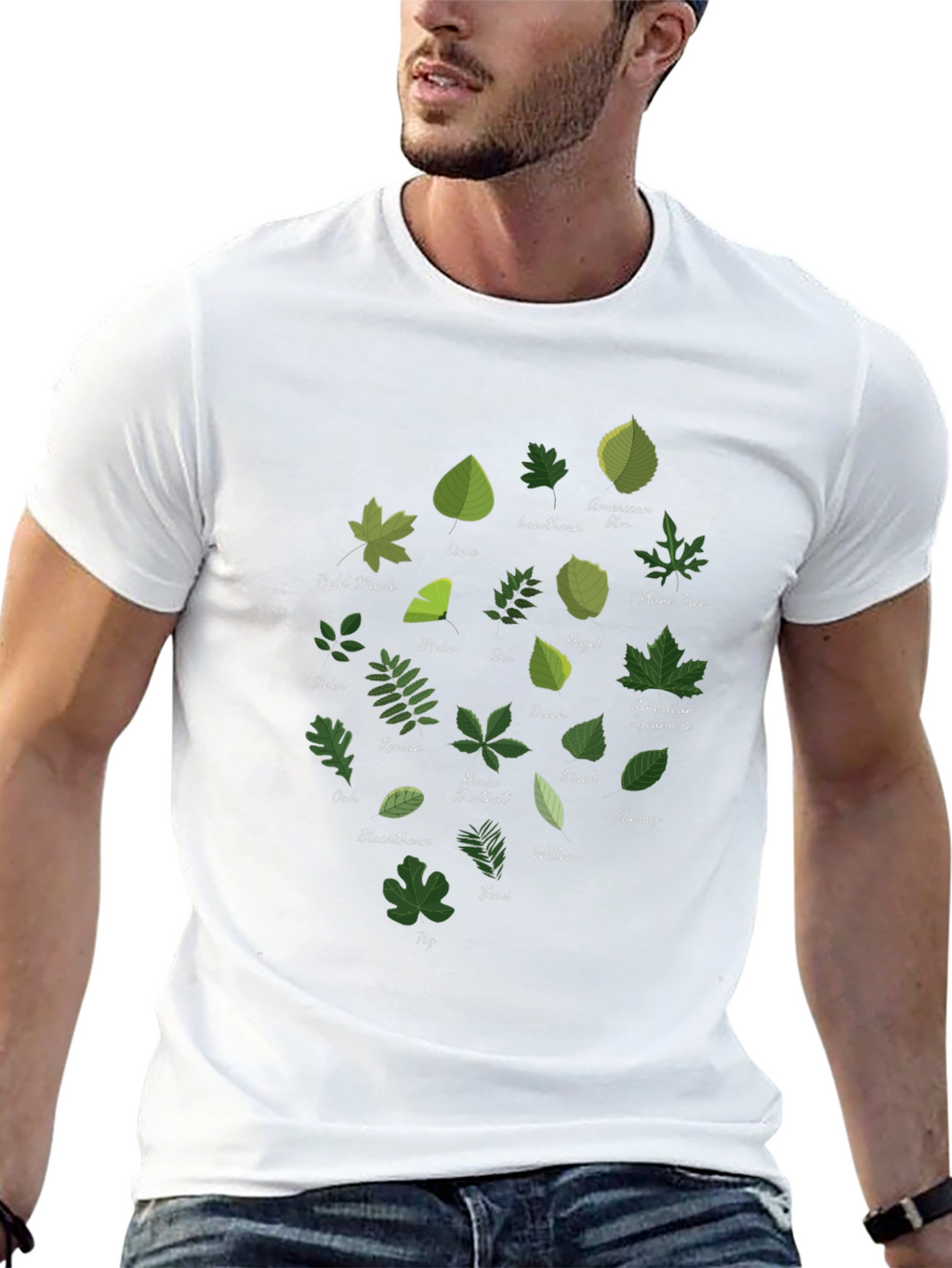 Botanical Leaf Variety Black T-Shirt