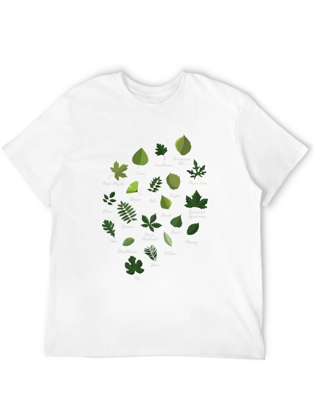 Botanical Leaf Variety Black T-Shirt