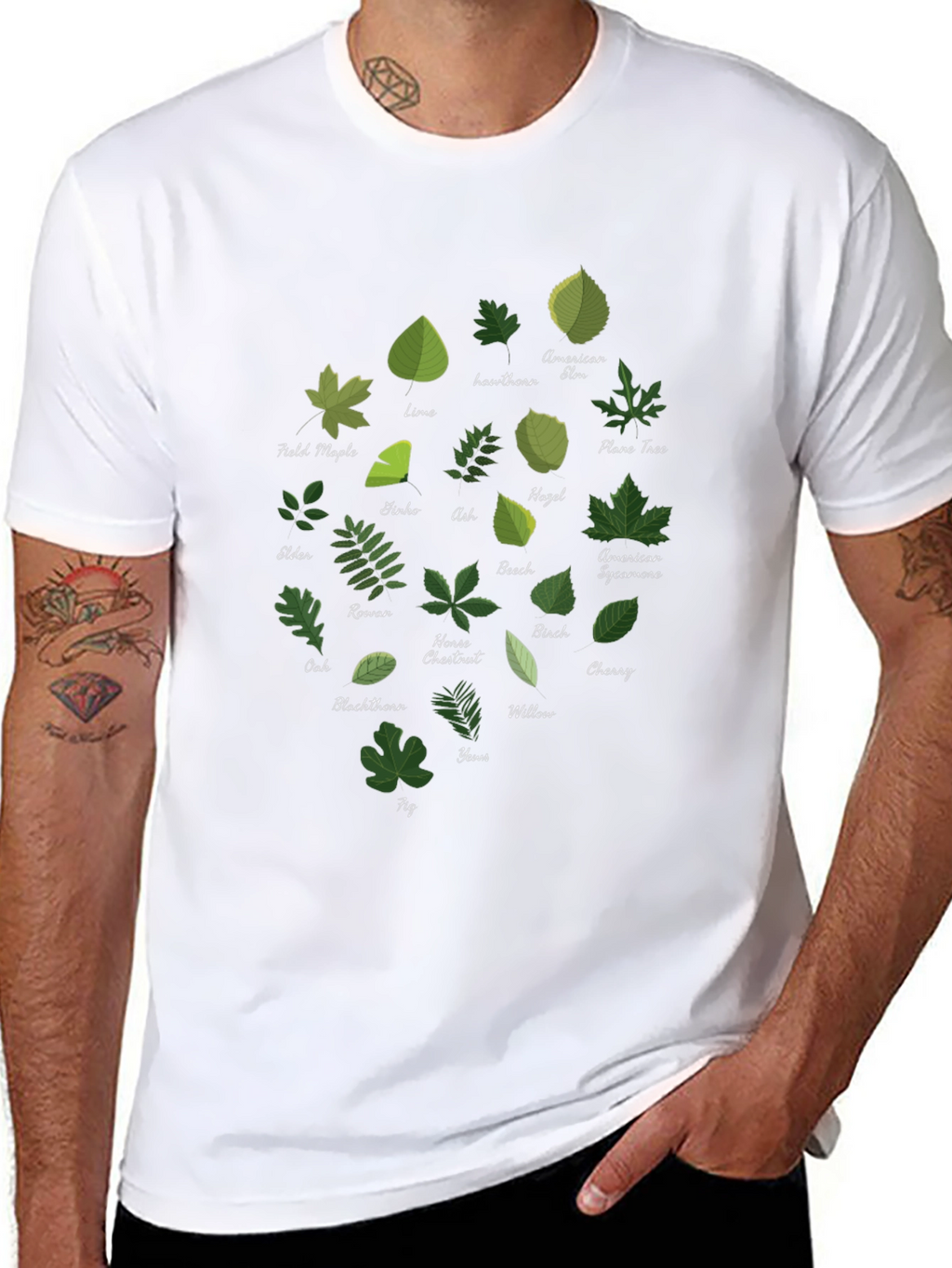 Botanical Leaf Variety Black T-Shirt