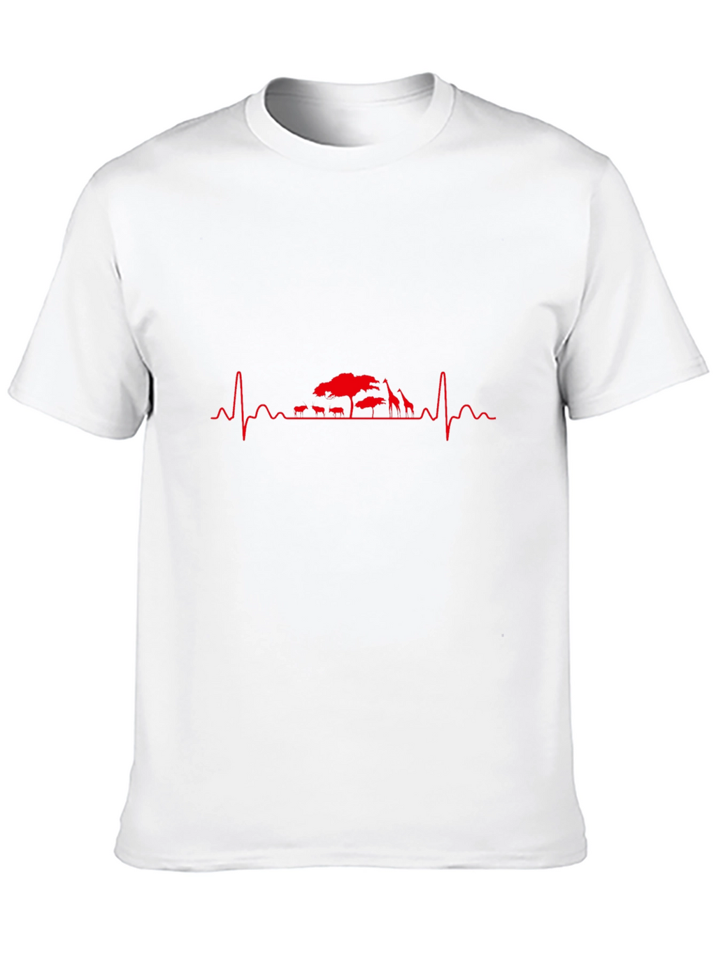Mens Black T-Shirt - Safari Heartbeat Design