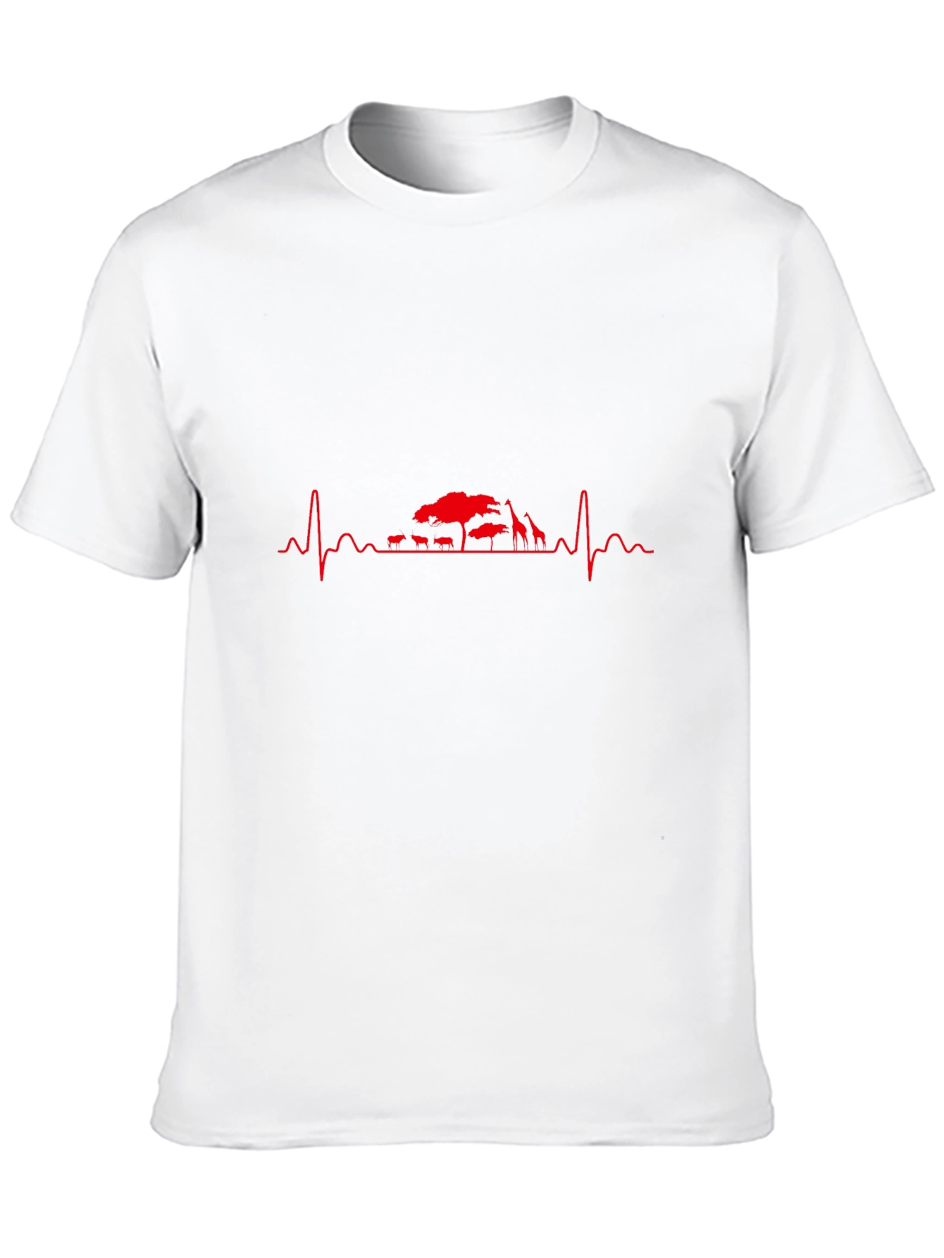 Mens Black T-Shirt - Safari Heartbeat Design