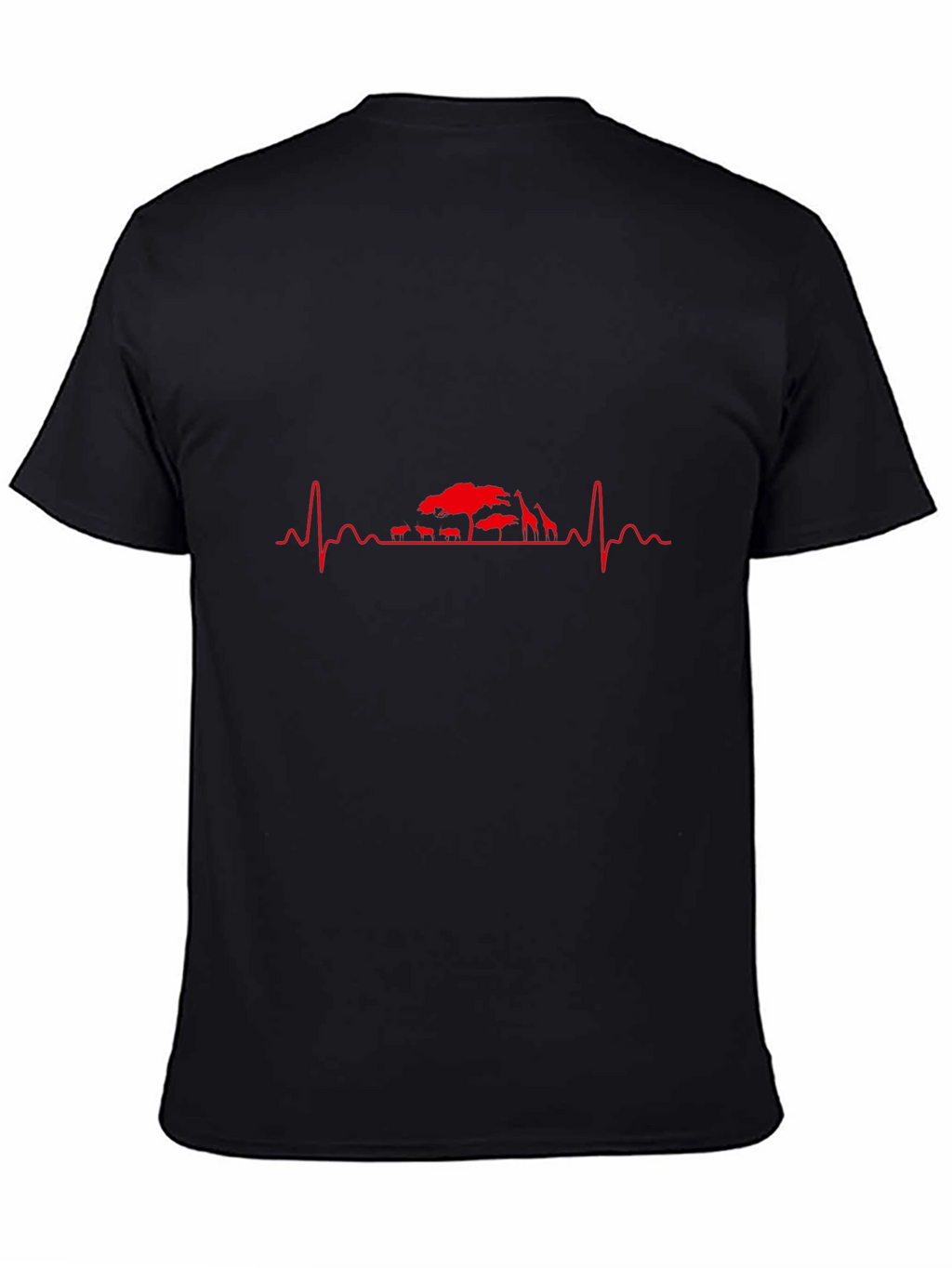 Mens Black T-Shirt - Safari Heartbeat Design