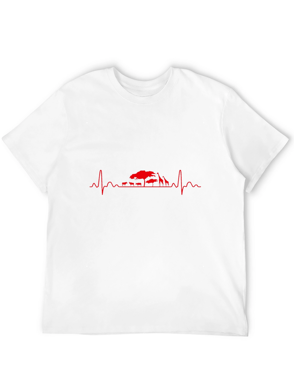 Mens Black T-Shirt - Safari Heartbeat Design