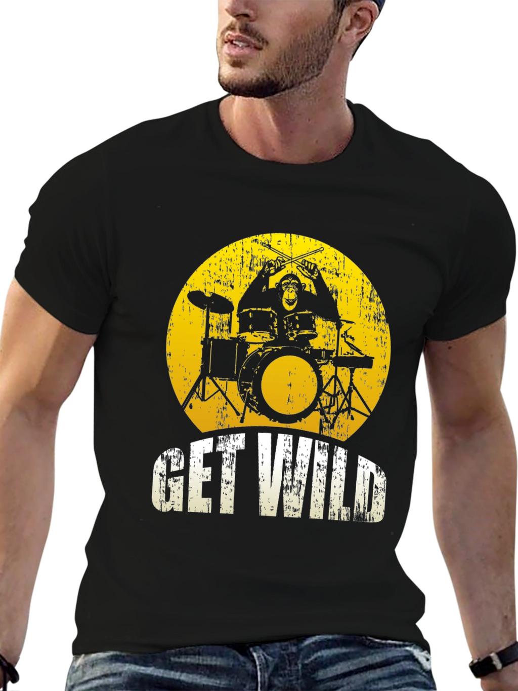 Get Wild Monkey Drummer Graphic Tee