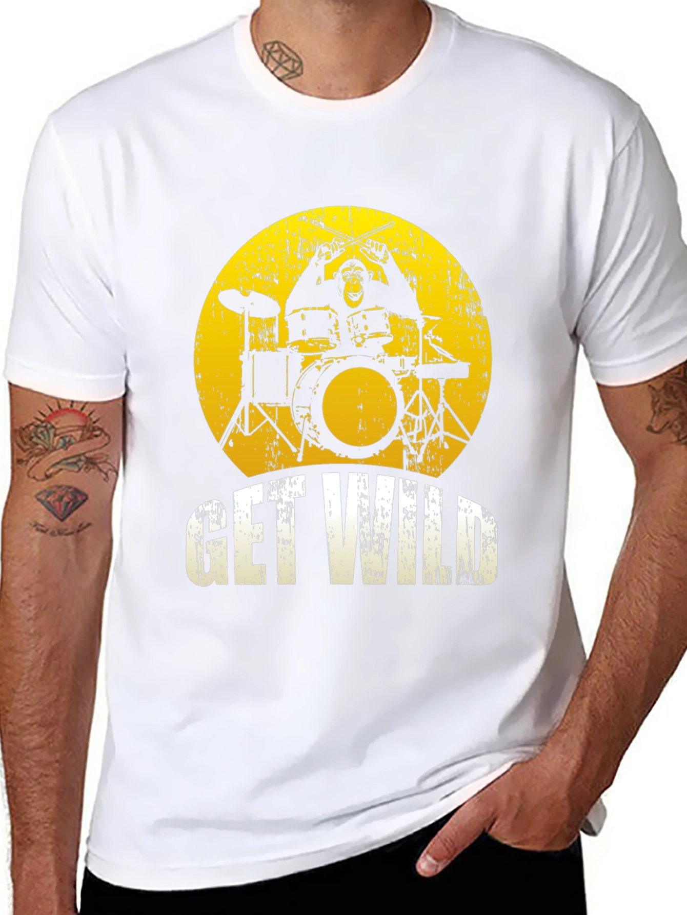 Get Wild Monkey Drummer Graphic Tee