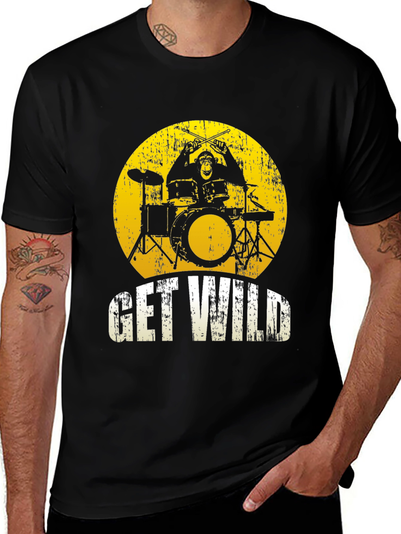 Get Wild Monkey Drummer Graphic Tee