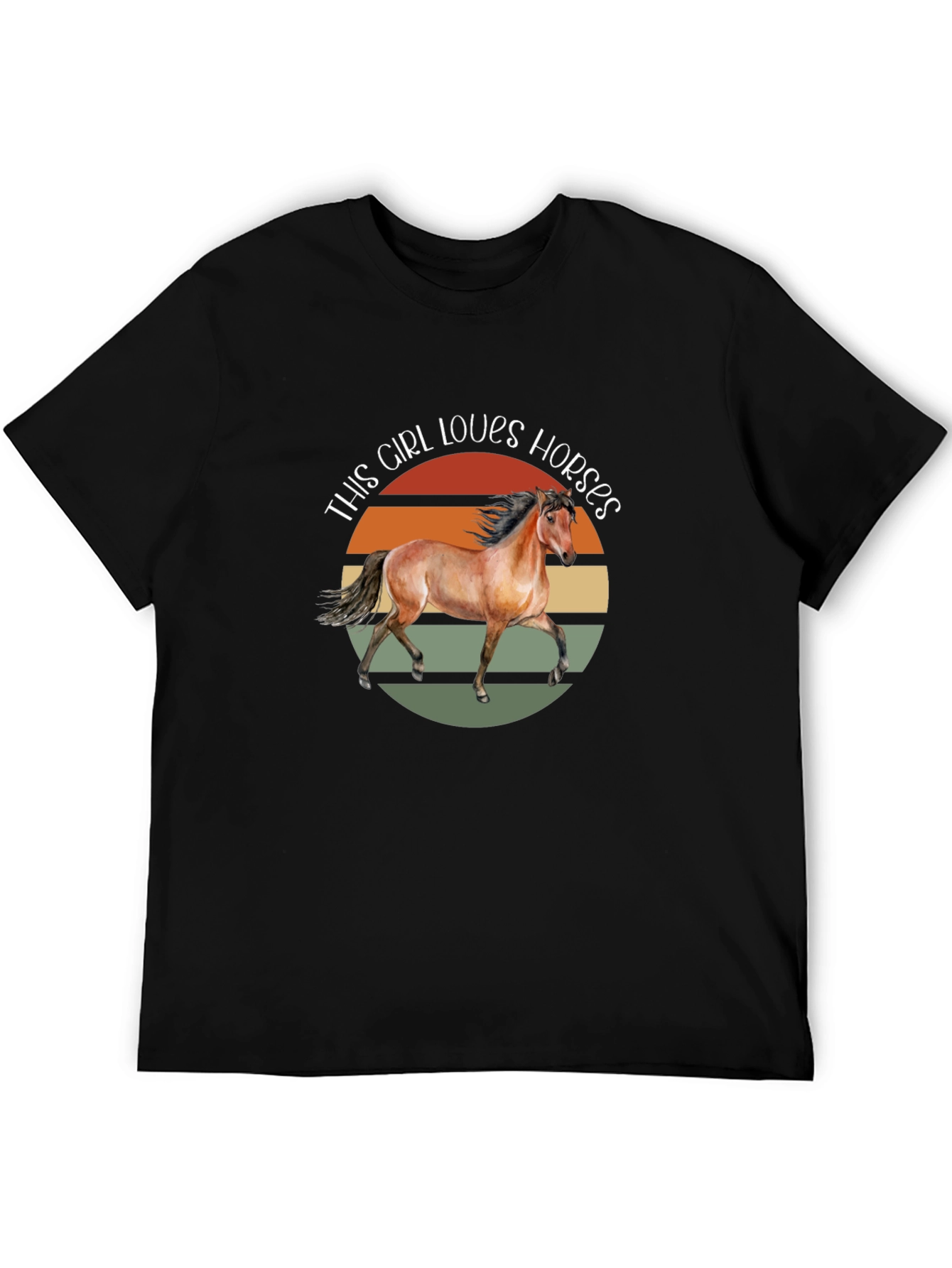 Girl Loves Horses Graphic Tee - Unisex Black T-Shirt