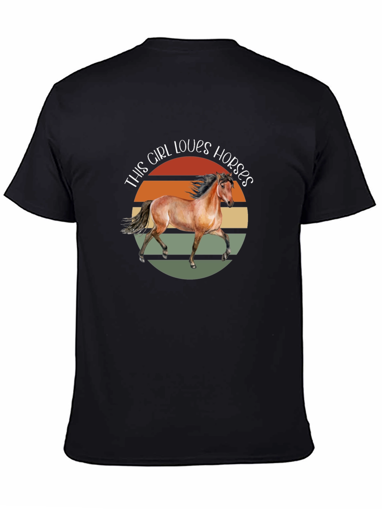 Girl Loves Horses Graphic Tee - Unisex Black T-Shirt