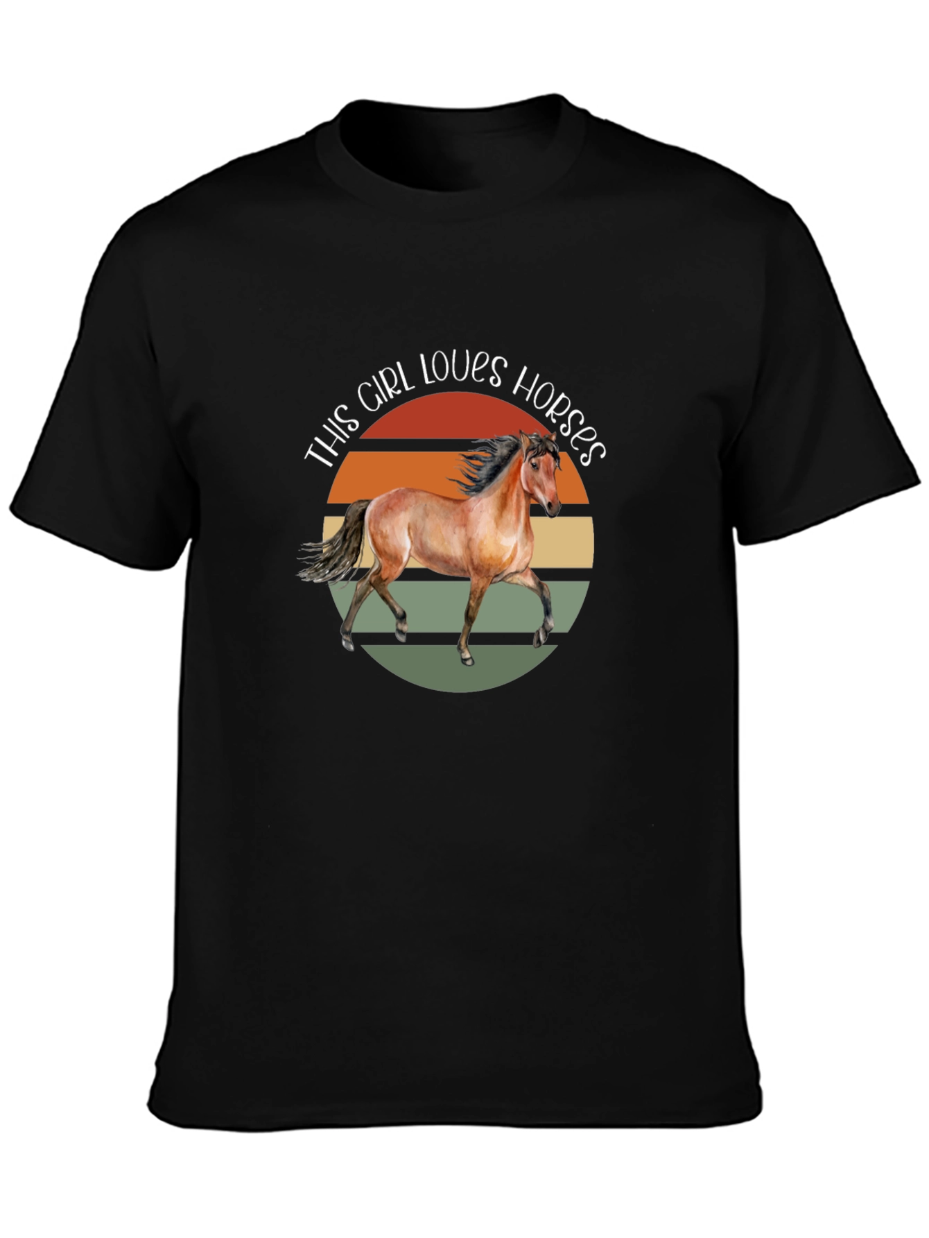 Girl Loves Horses Graphic Tee - Unisex Black T-Shirt