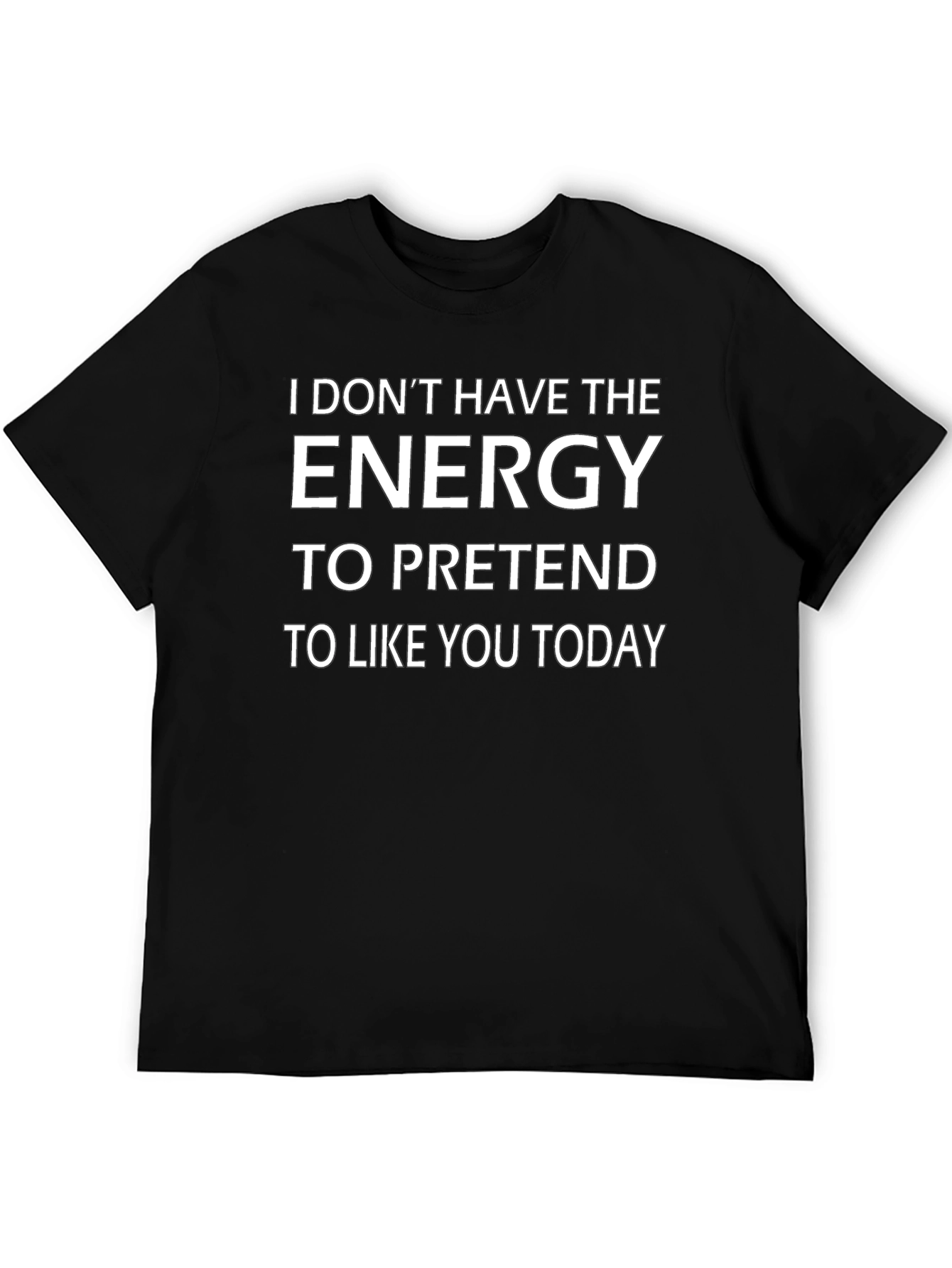 Funny No Energy Graphic T-Shirt - Black