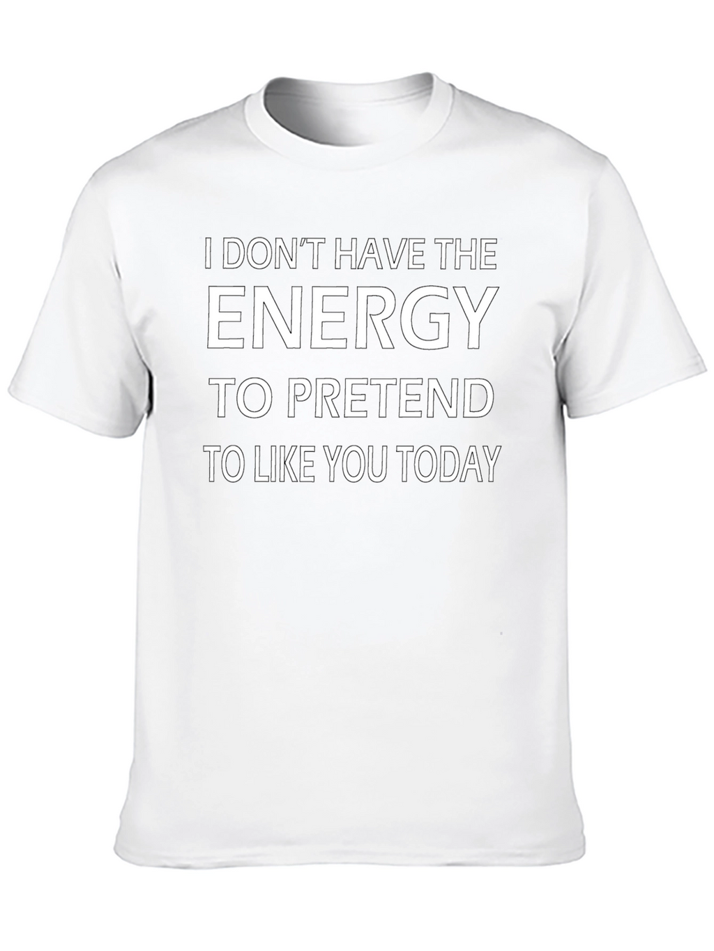 Funny No Energy Graphic T-Shirt - Black