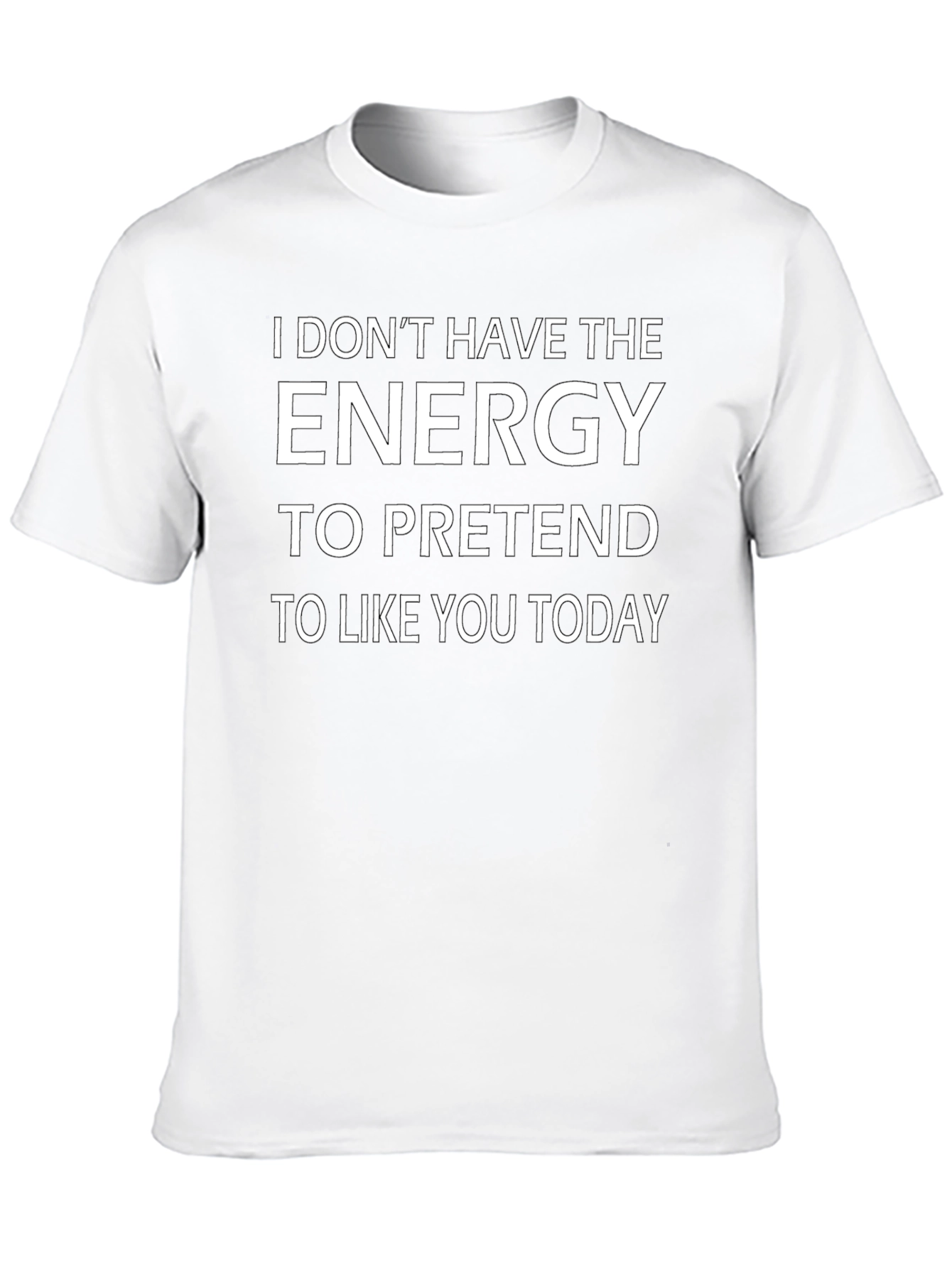 Funny No Energy Graphic T-Shirt - Black