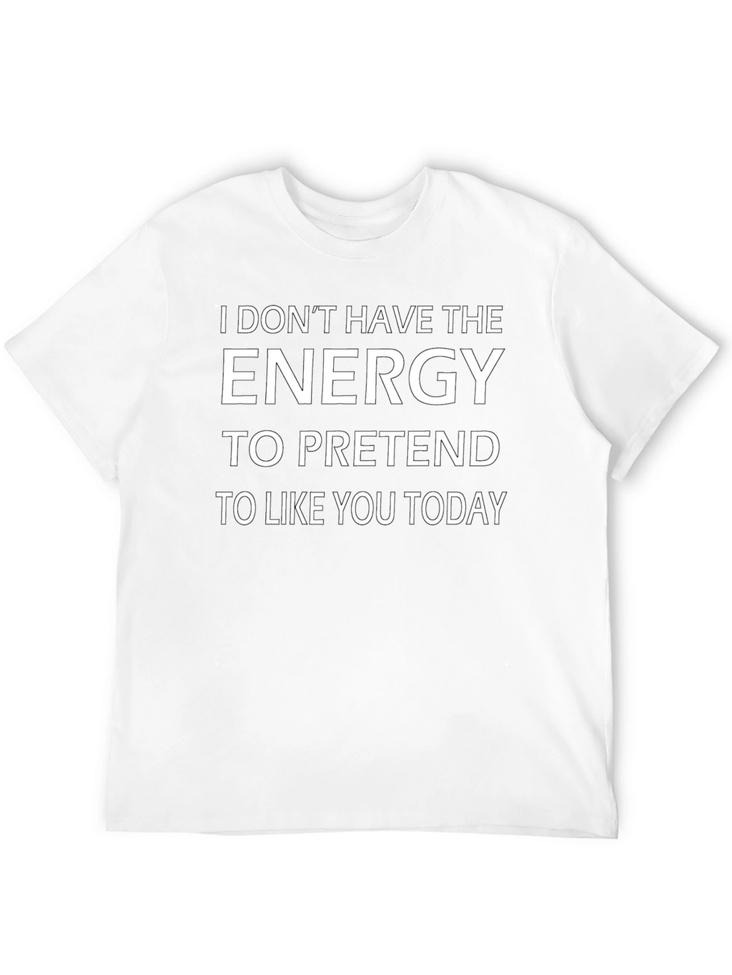 Funny No Energy Graphic T-Shirt - Black