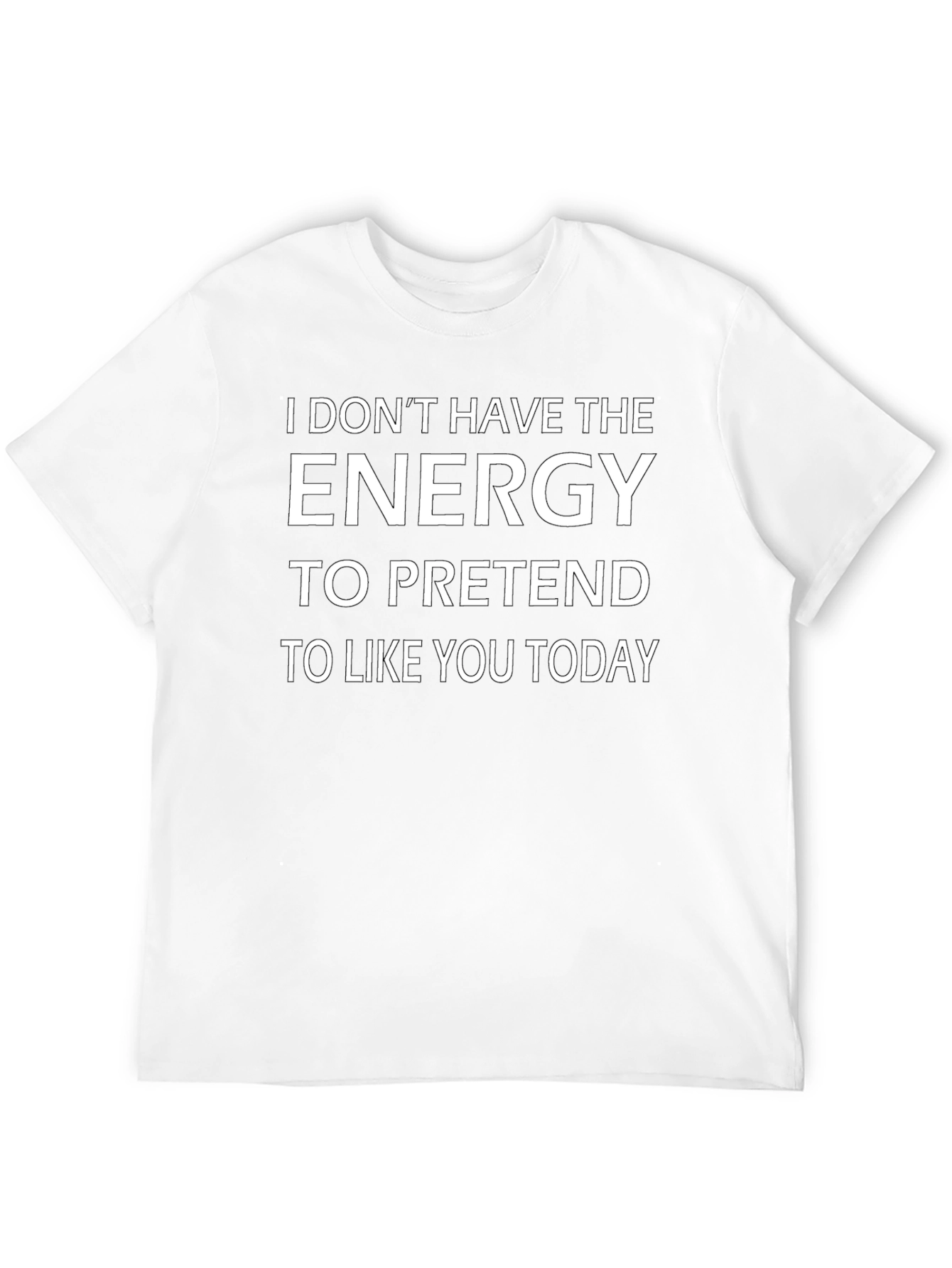 Funny No Energy Graphic T-Shirt - Black