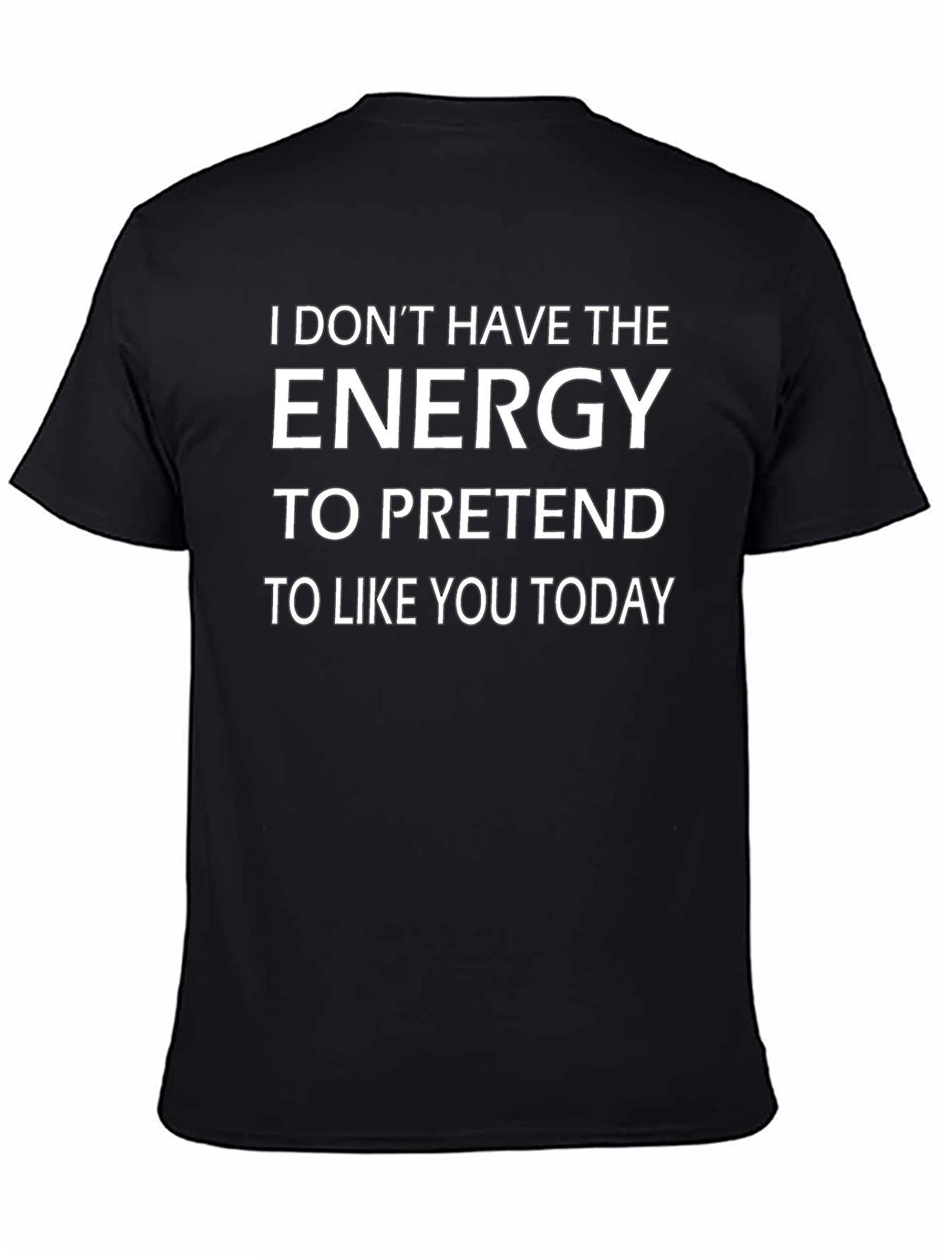 Funny No Energy Graphic T-Shirt - Black