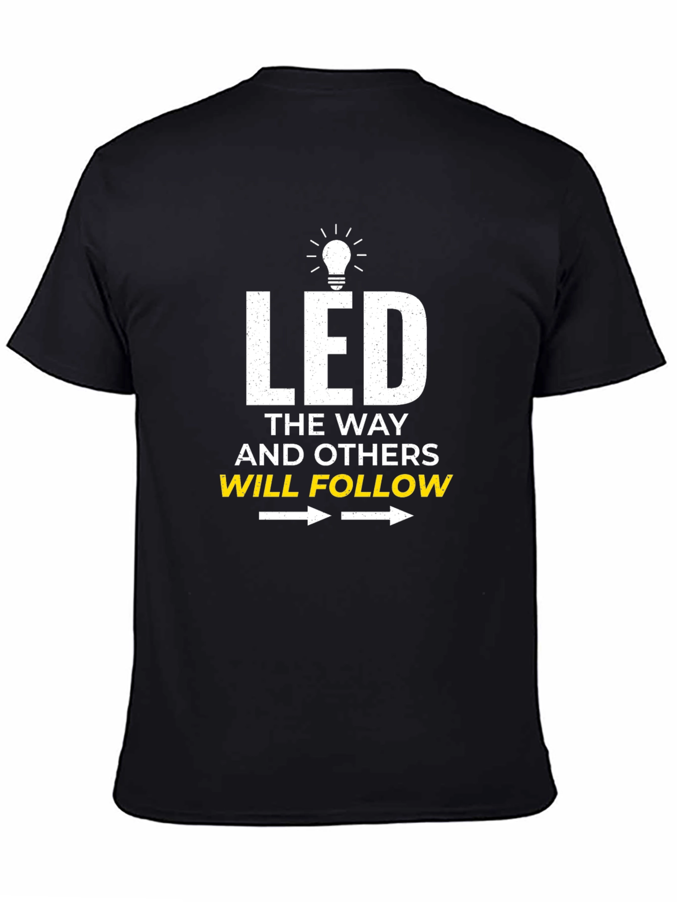 LED the Way T-Shirt - Light Bulb Design Black Cotton Blend
