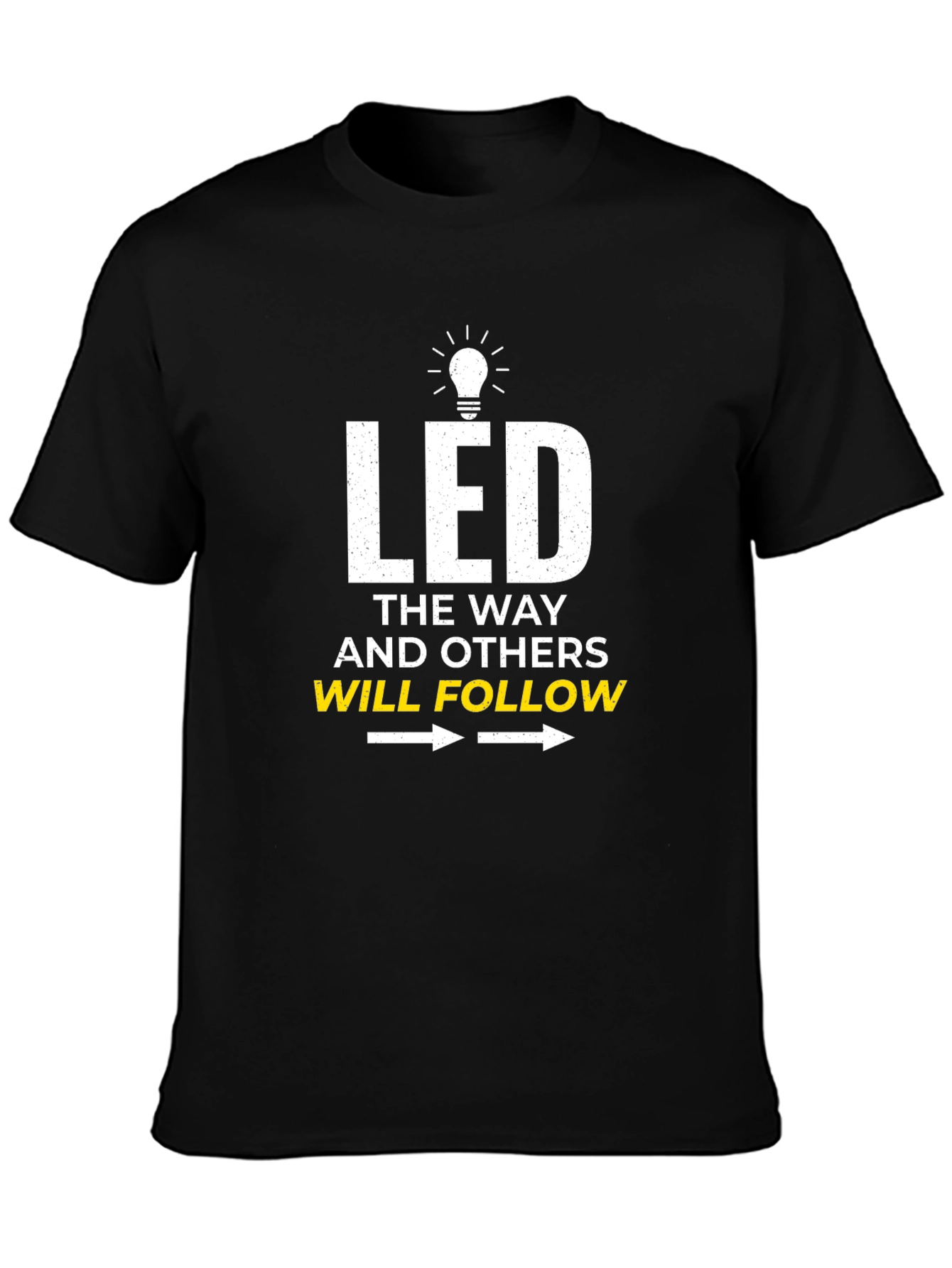 LED the Way T-Shirt - Light Bulb Design Black Cotton Blend