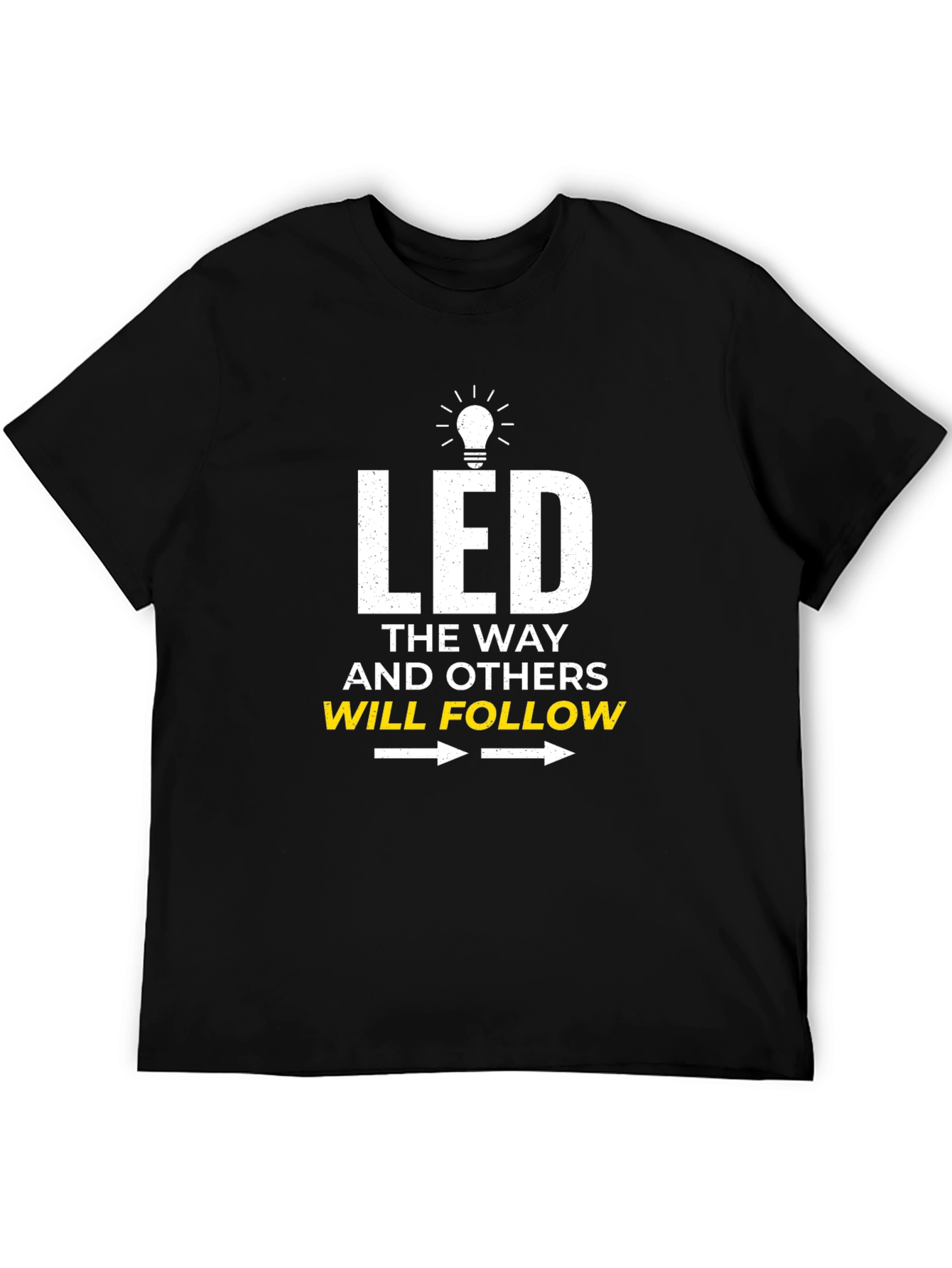 LED the Way T-Shirt - Light Bulb Design Black Cotton Blend