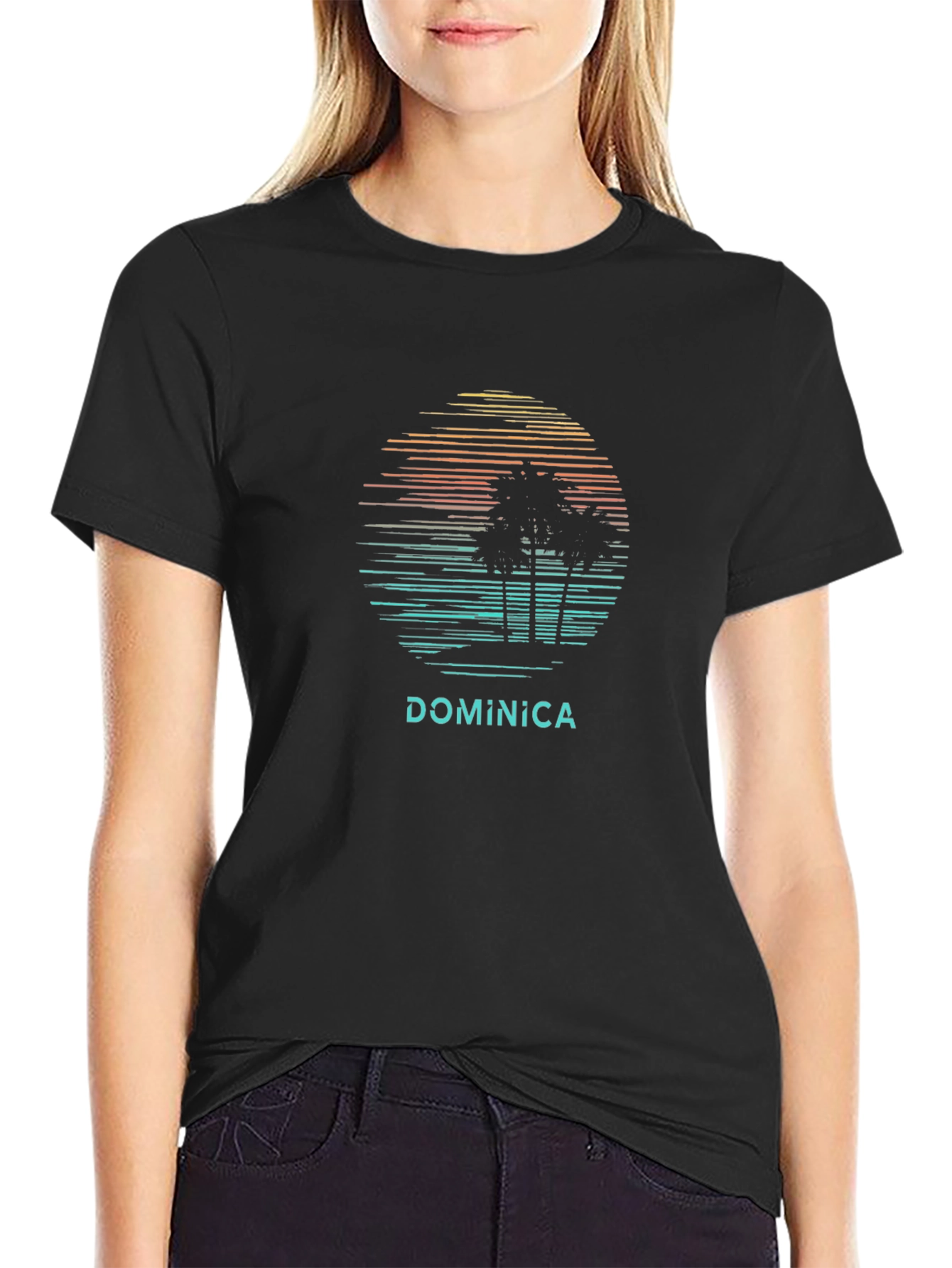Dominica Palm Tree Sunset T-Shirt - Island Vibes