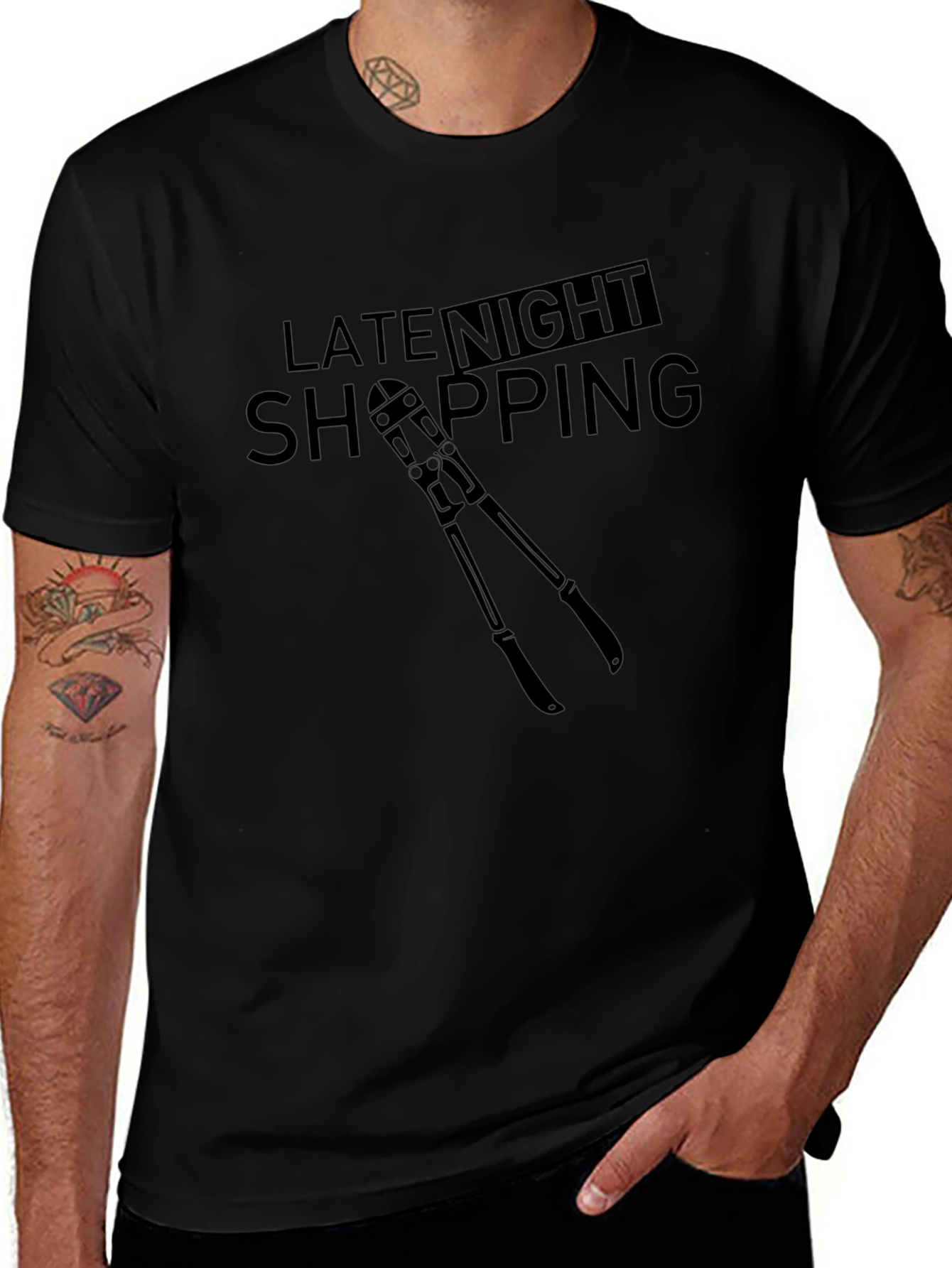 Late Night Shopping Graphic Tee - Black