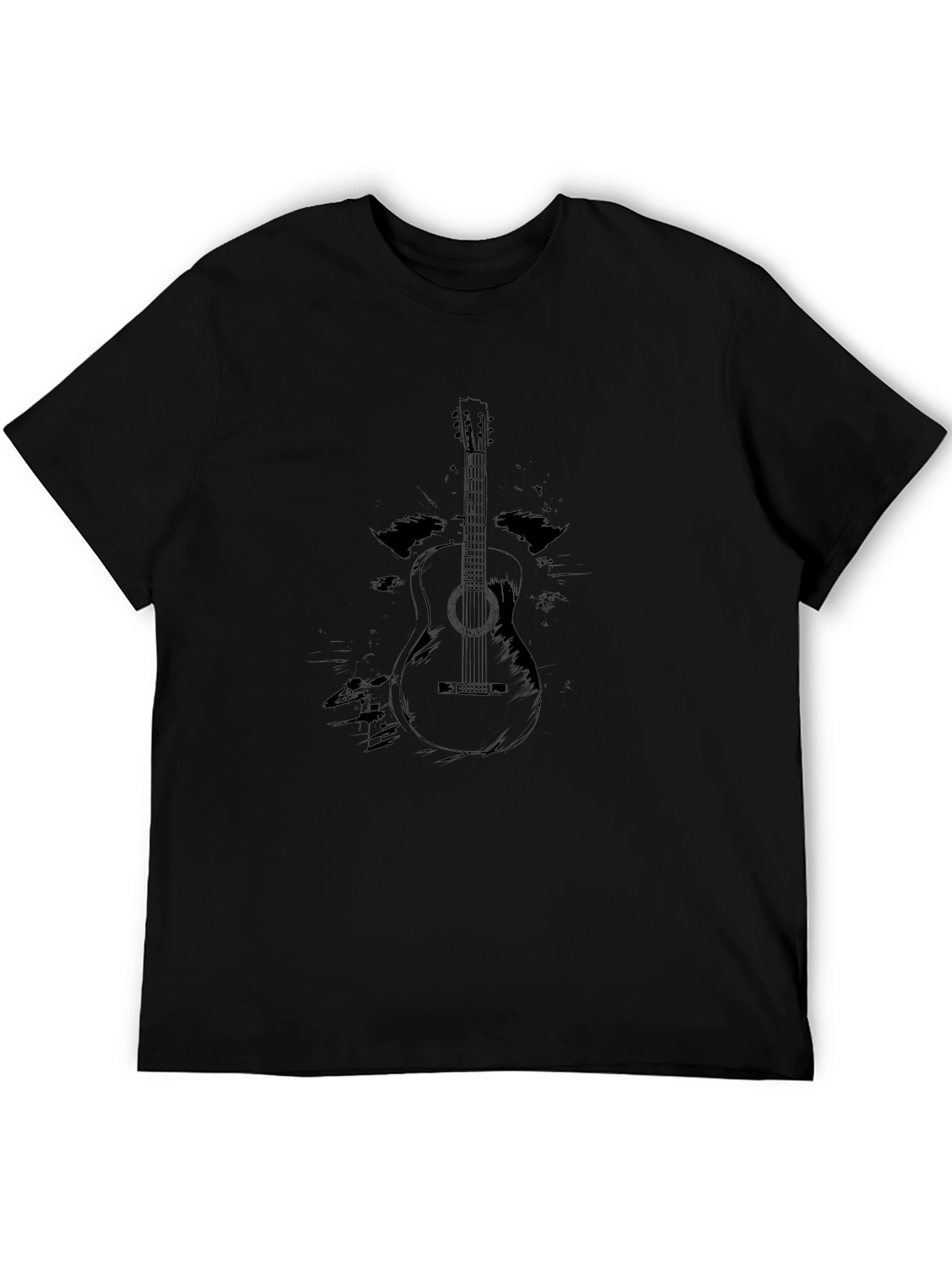 Acoustic Guitar Graphic Tee - Black Cotton Comfort