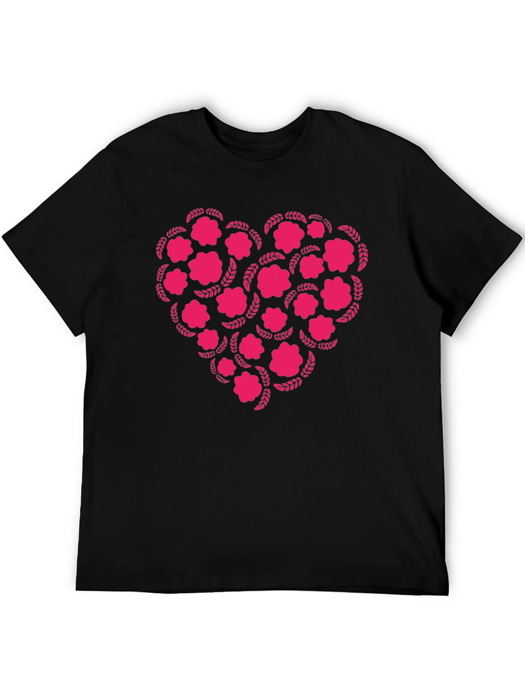 Floral Heart Graphic Tee - Black