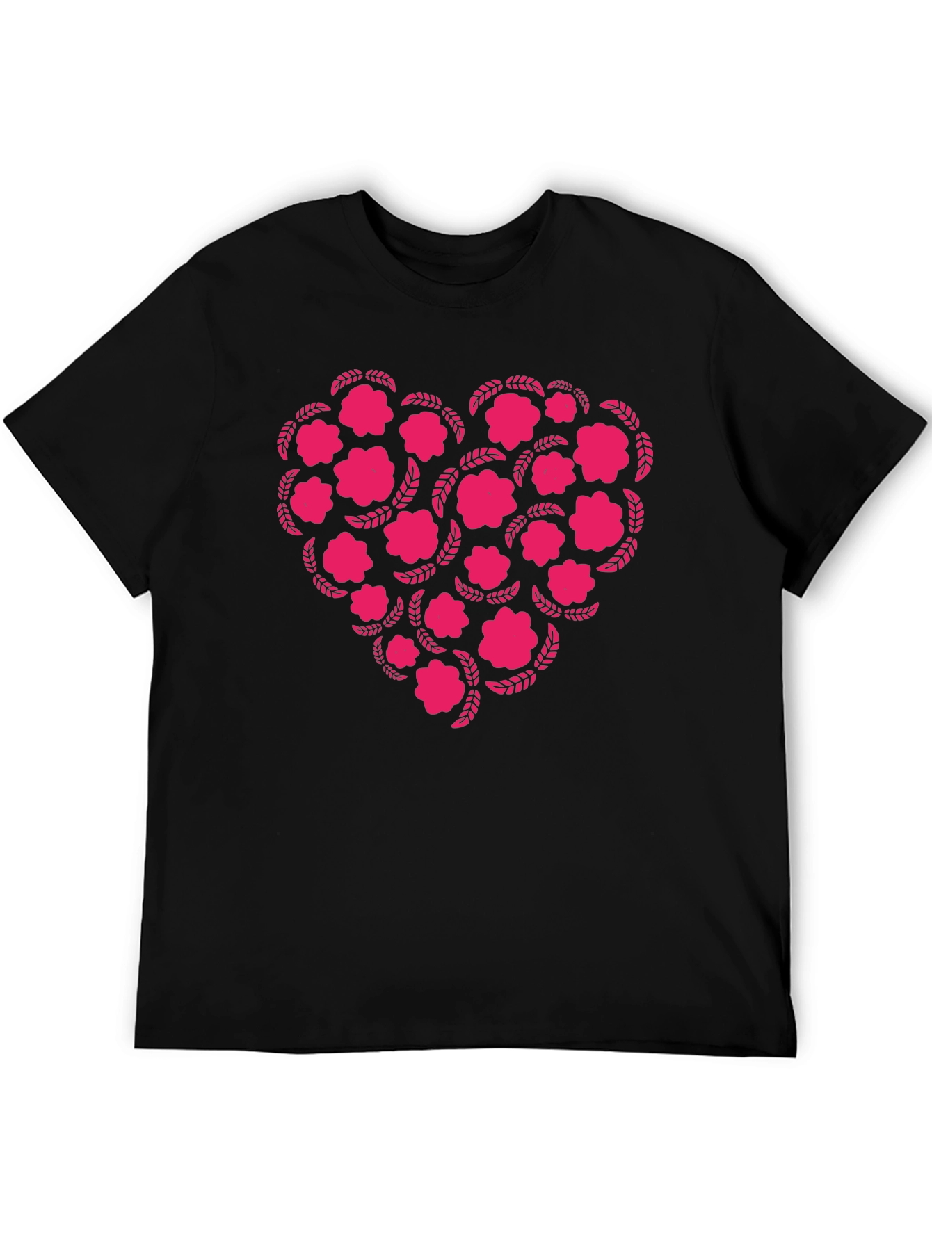 Floral Heart Graphic Tee - Black